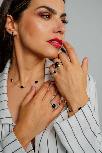 Black spinel & Silver 925