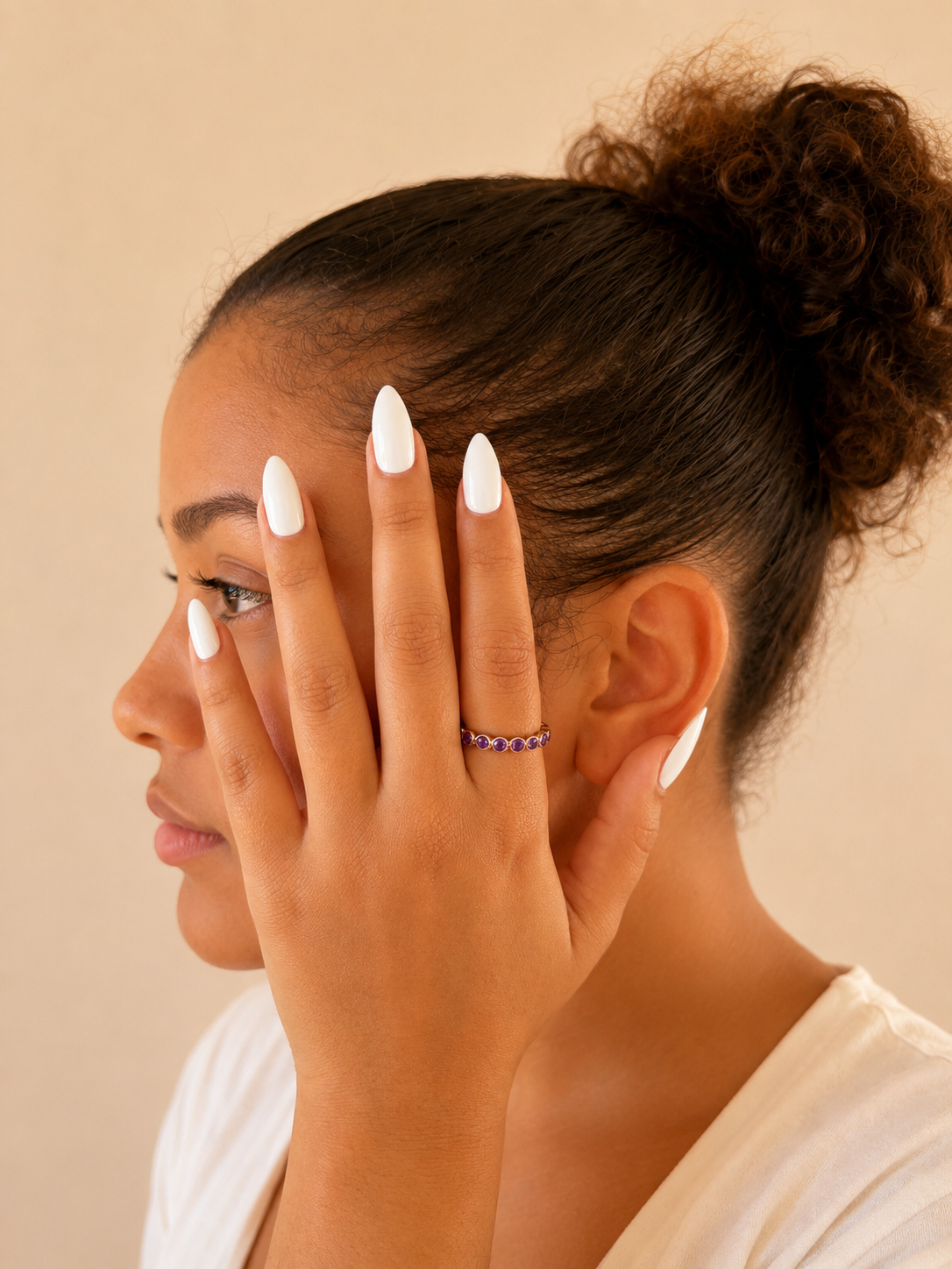 925 rose gold sterling silver ring covered in amethysts.