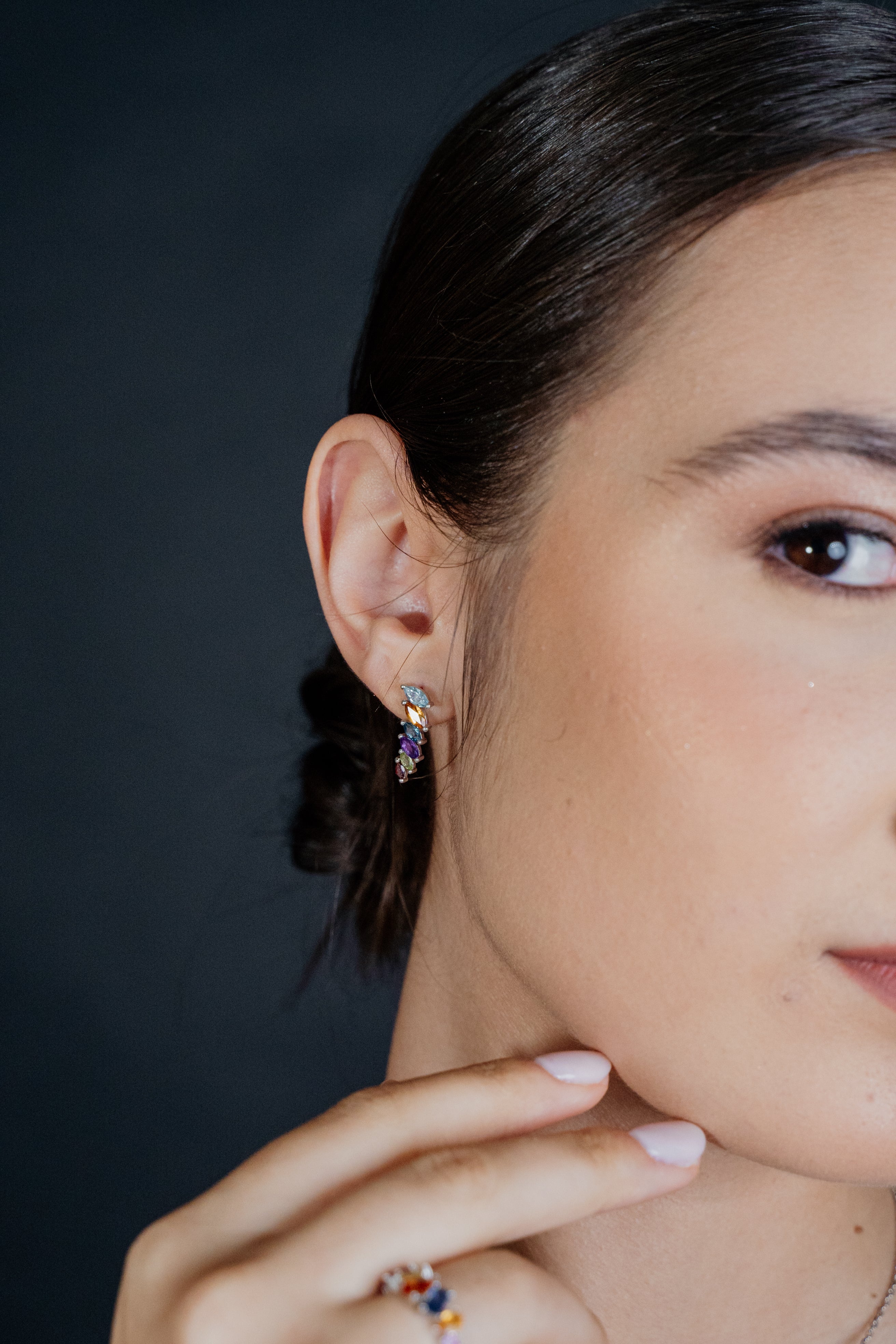 925 Sterling Silver Multi-Gemstone Earrings
