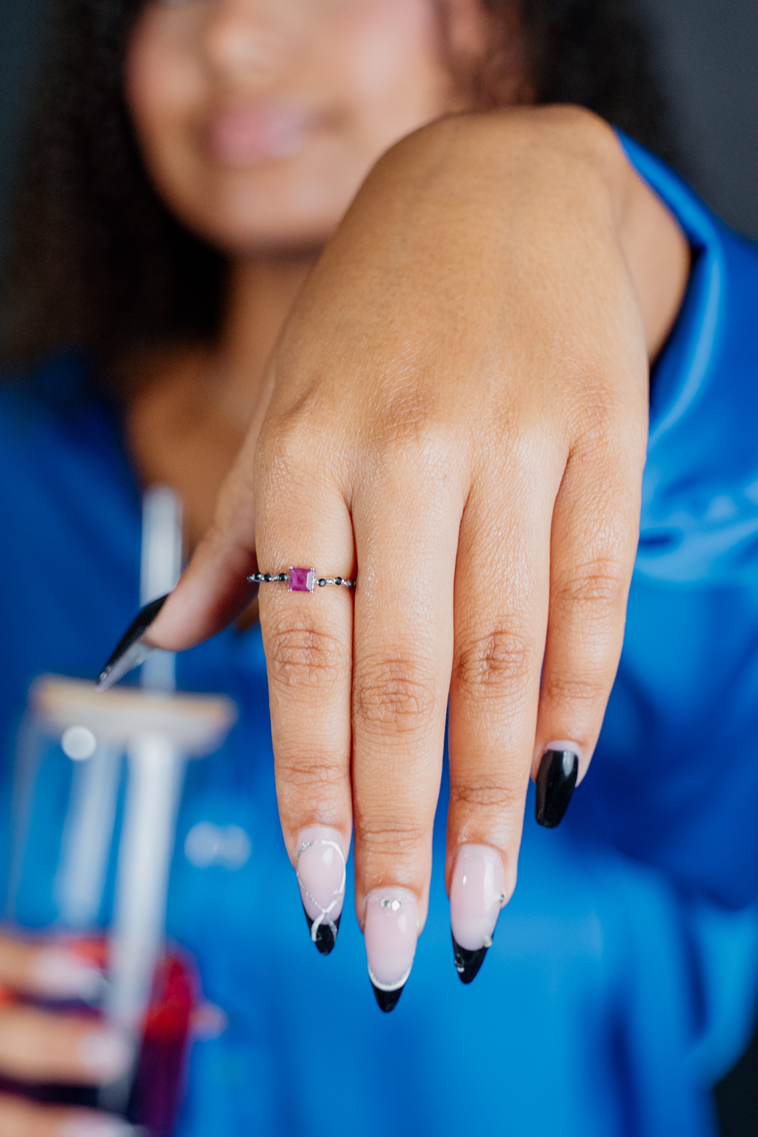 925 Sterling Silver Sapphire & Ruby Ring