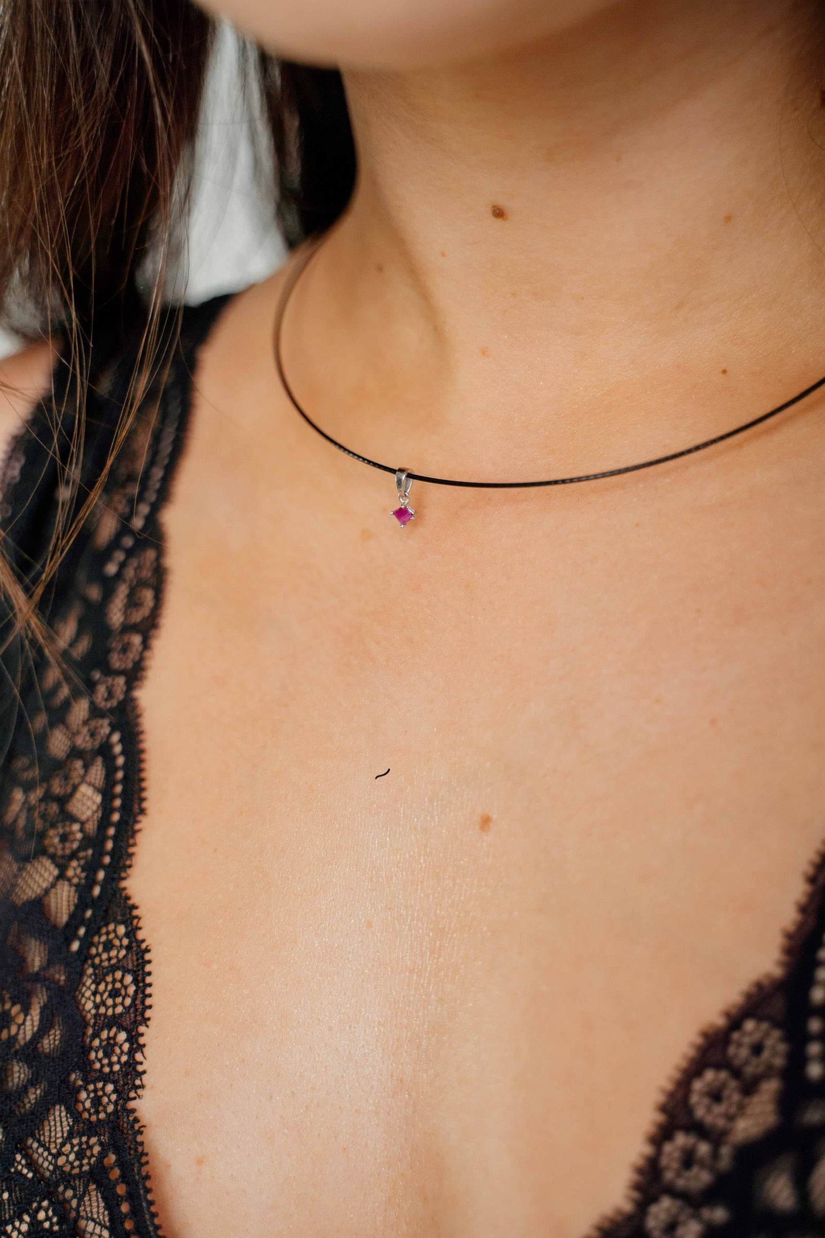 Square Ruby Minimal Set | Sterling Silver & Faceted Rubies