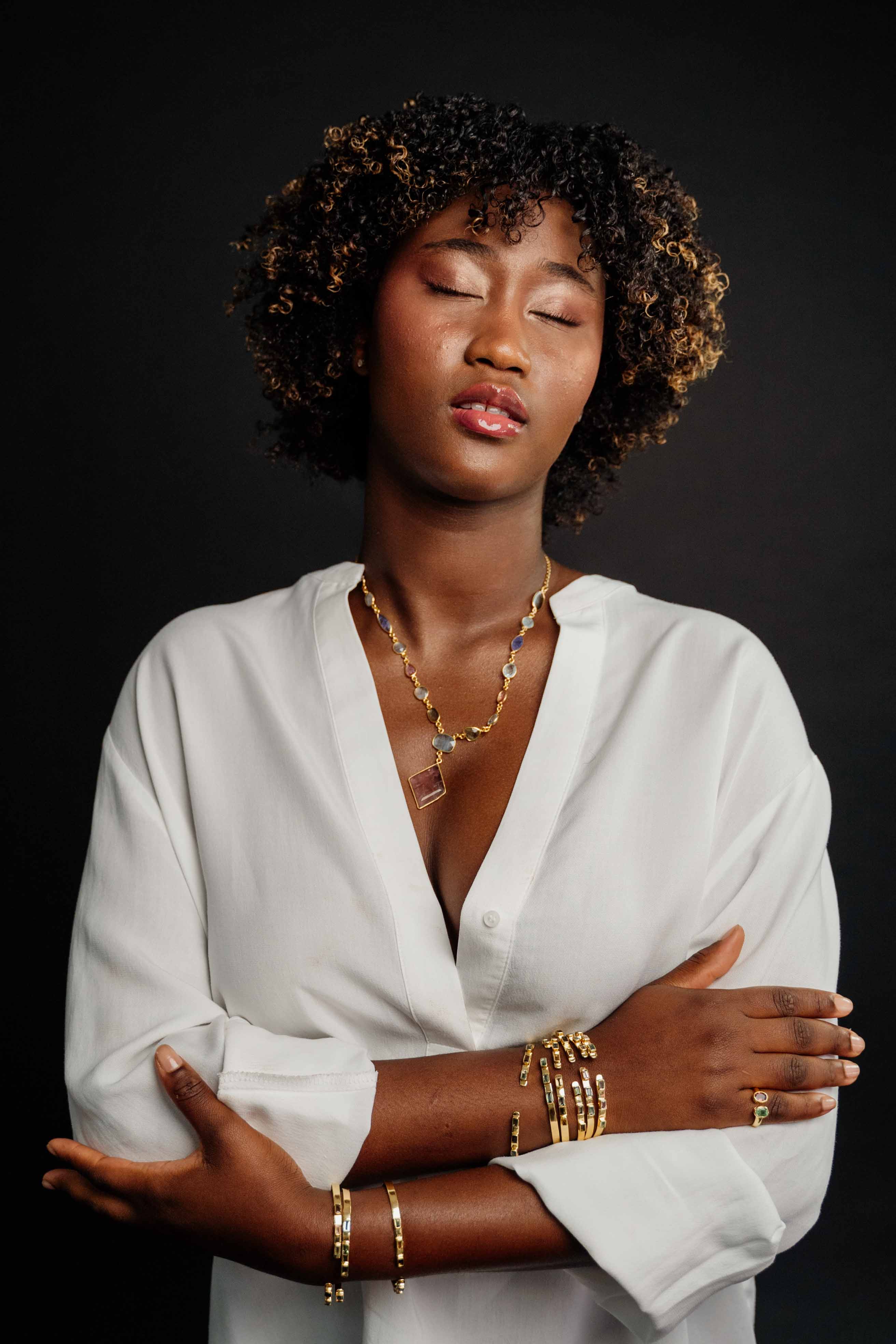 Statement Necklace | Gold-Plated Sterling Silver & Multi-gemstones