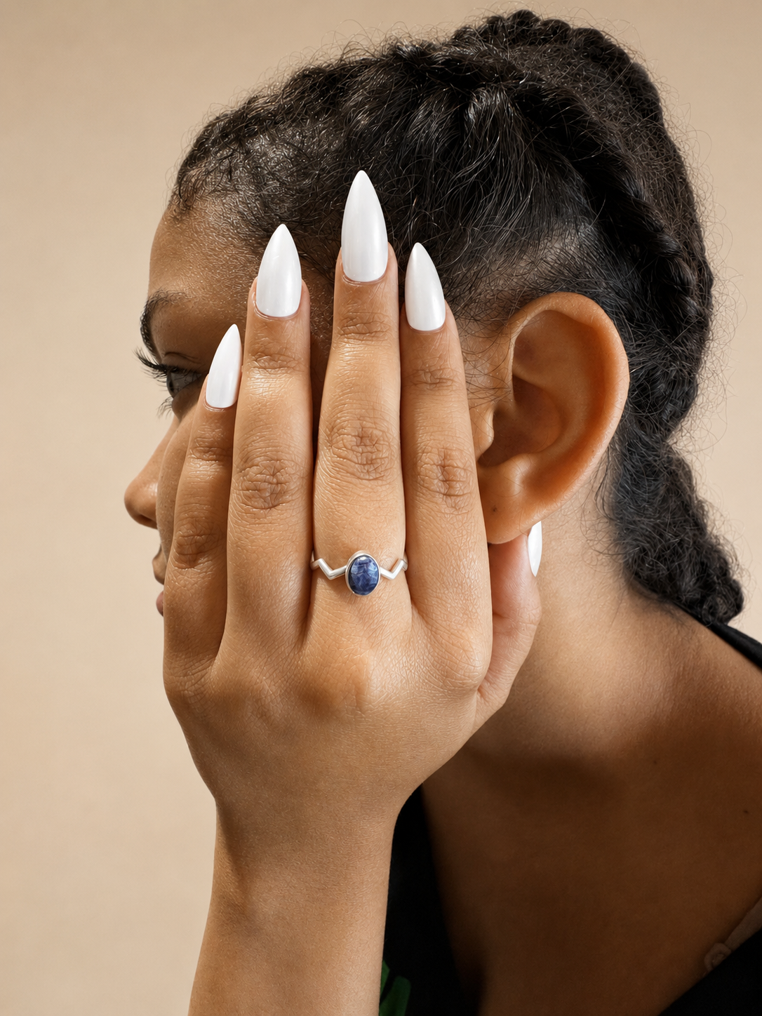 925 sterling silver solitaire ring with oval sapphire