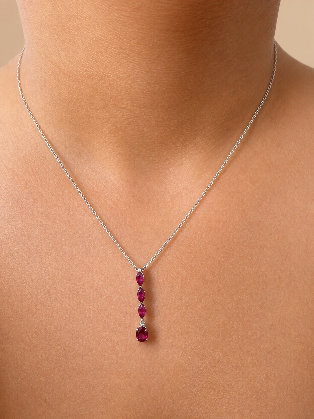 925 sterling silver necklace with 4 rubies