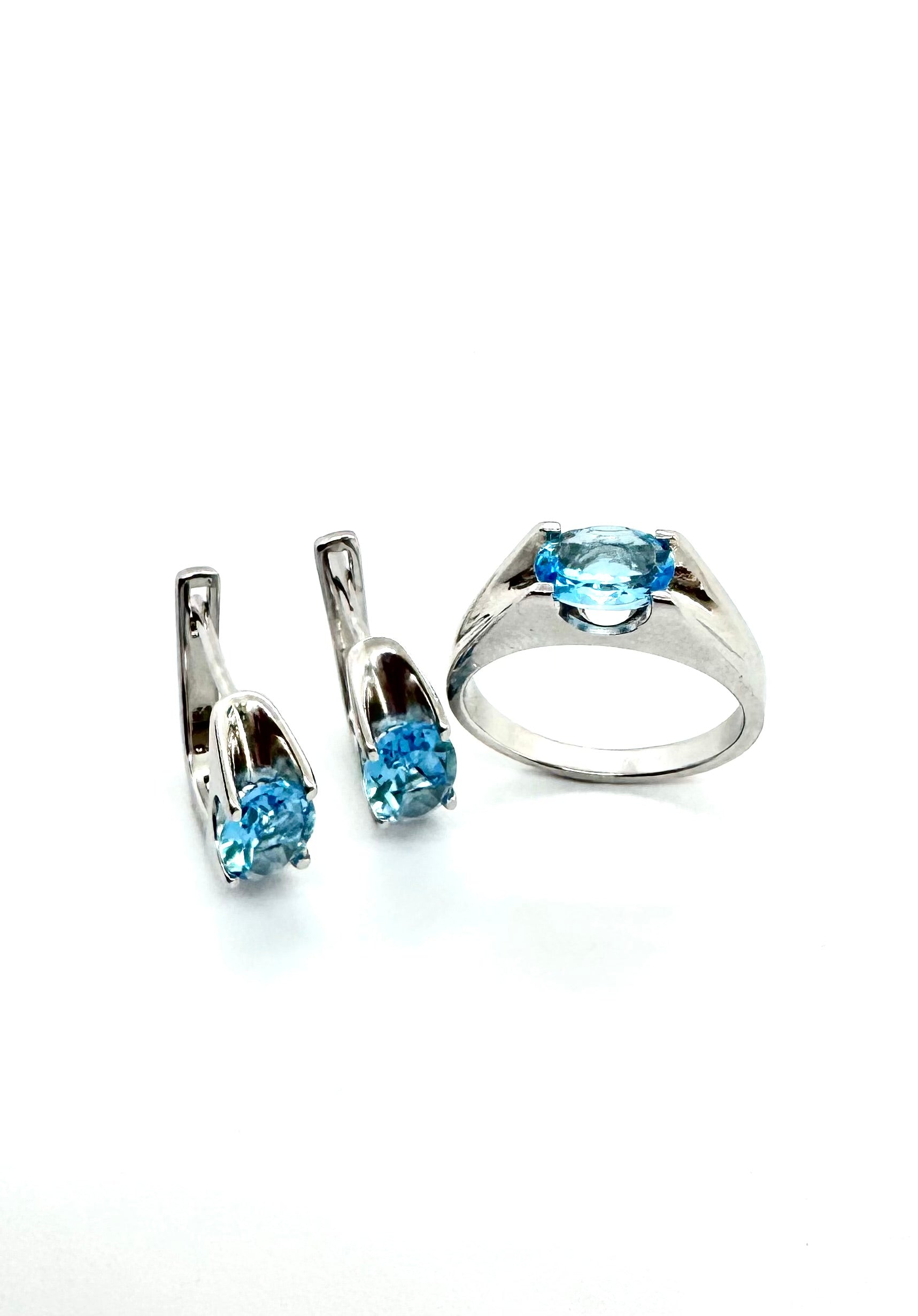 Conjunto Tofo – Prata de Lei 925 com Topázio Azul