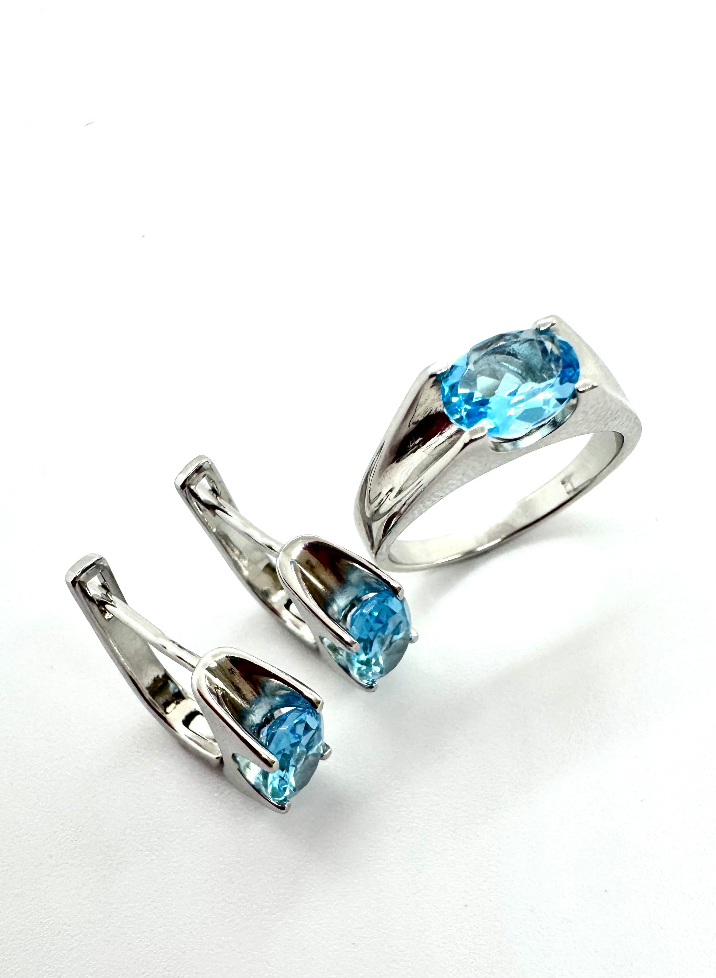 Conjunto Tofo – Prata de Lei 925 com Topázio Azul