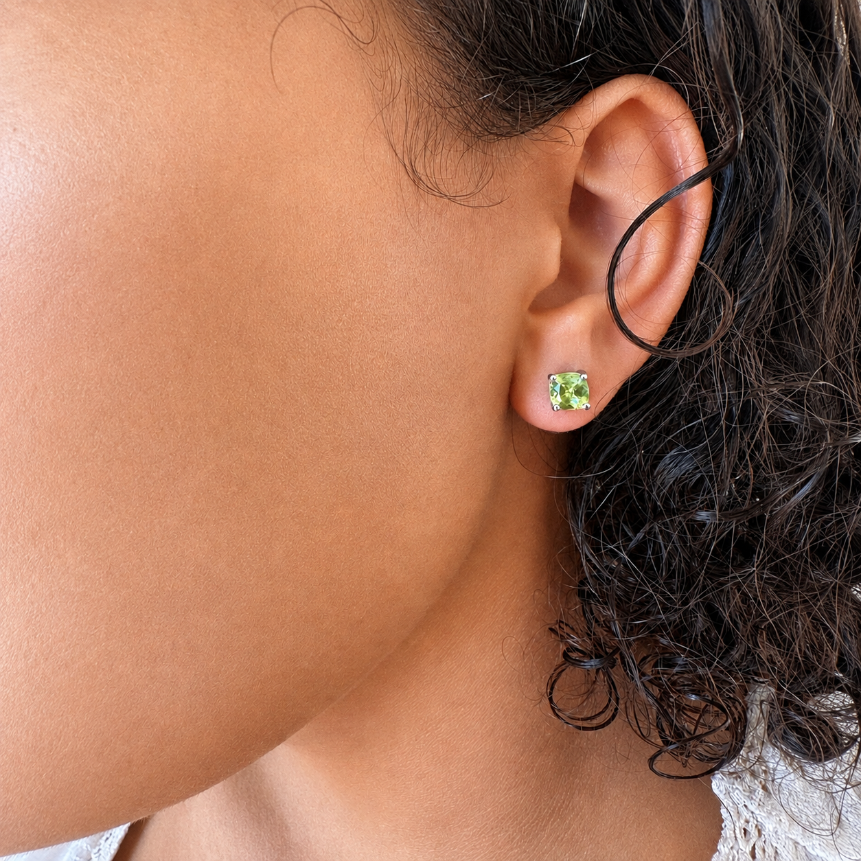 925 sterling silver earrings with a square peridot.