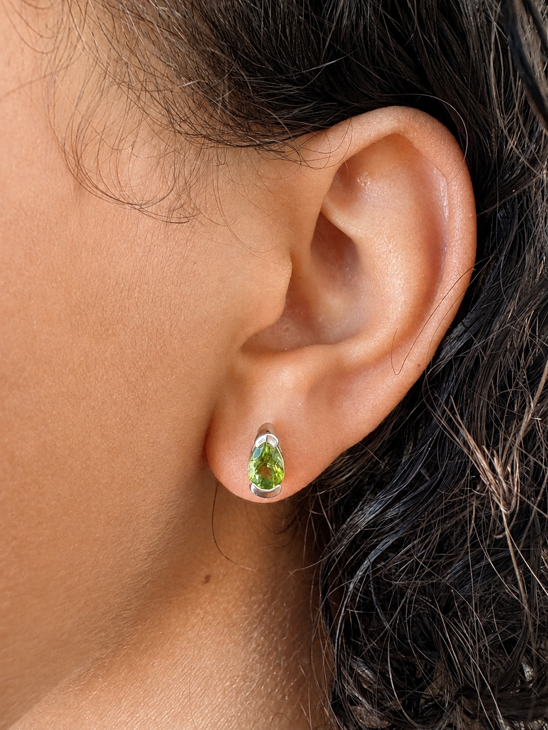 925 sterling silver earrings with a teardrop peridot.