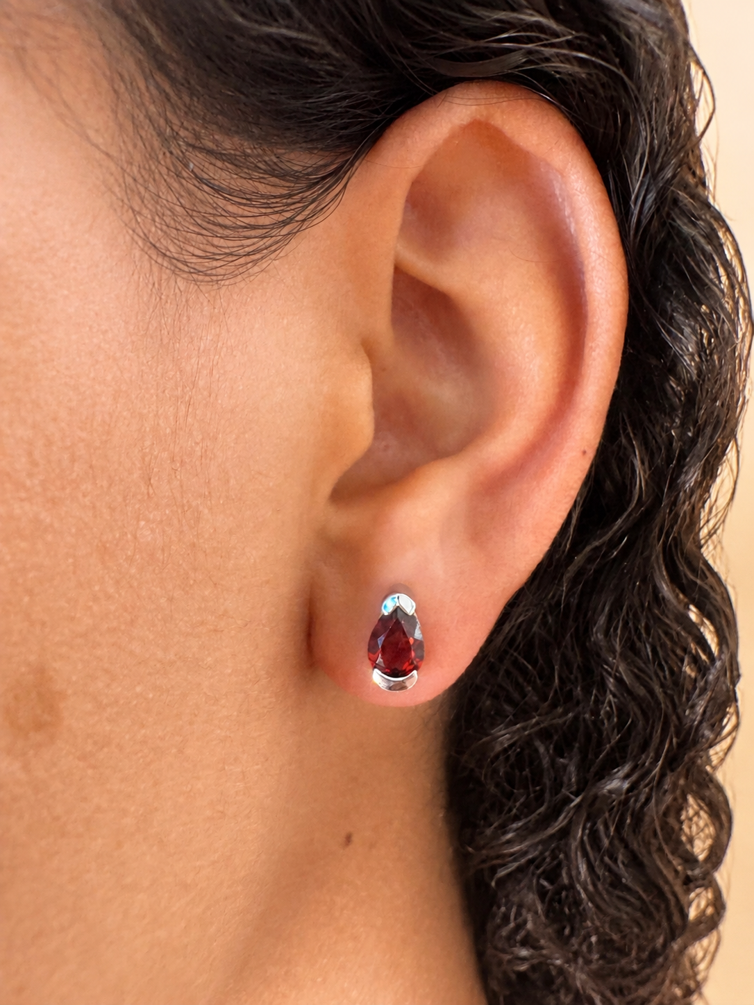 925 sterling silver earrings with teardrop garnets