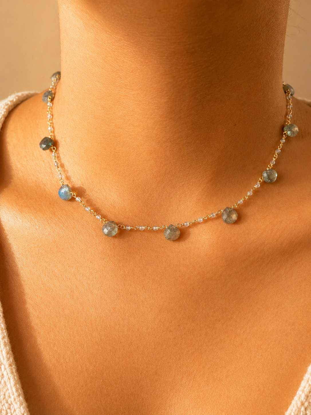925 sterling silver necklace with labradorits