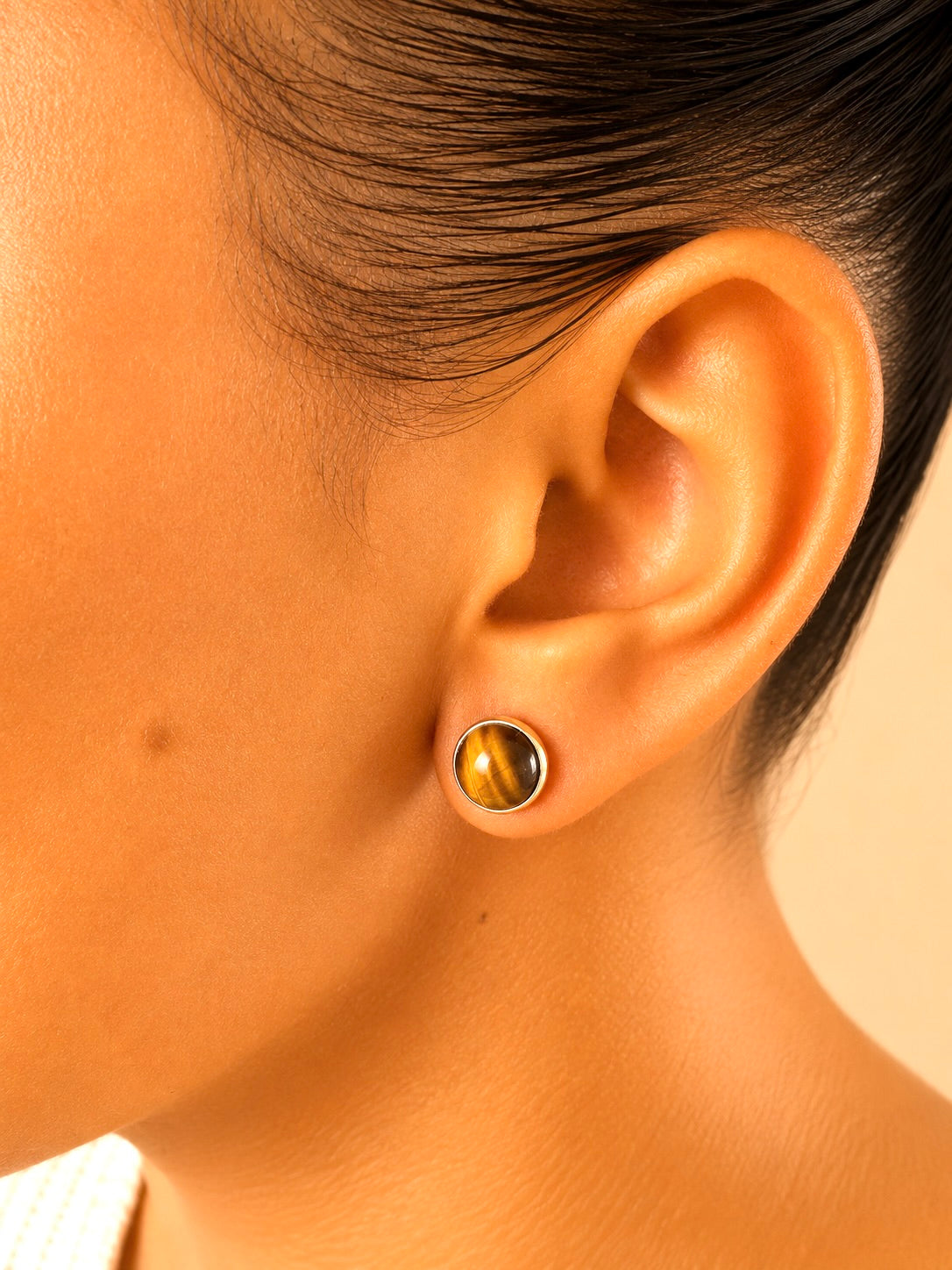 925 silver earrings with tiger's eye cabochons