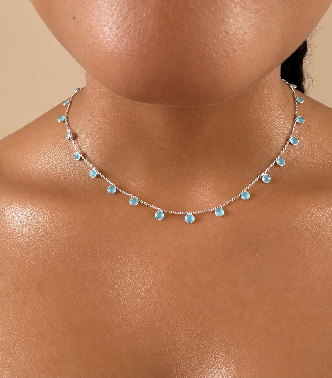 925 sterling silver necklace with round chalcedony