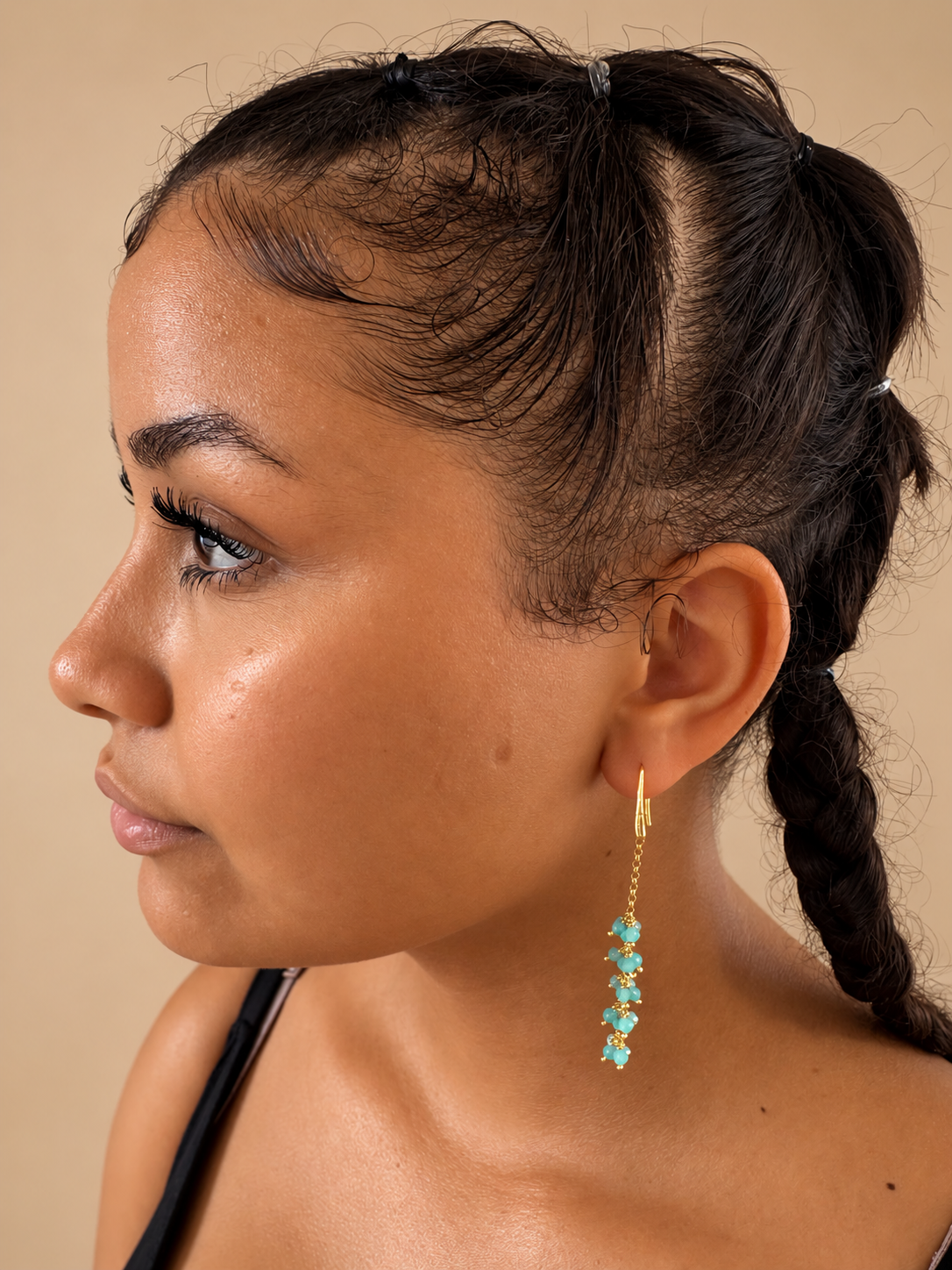 925 gold-plated silver earrings with grape cluster chalcedony