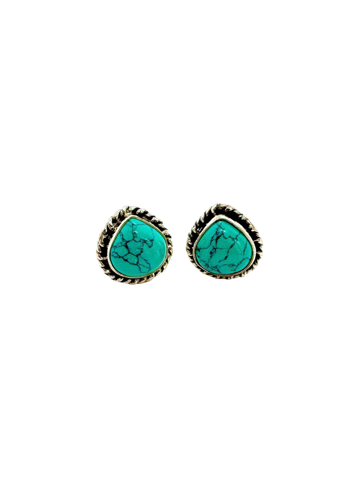 Brincos em prata e cabochão turquesa