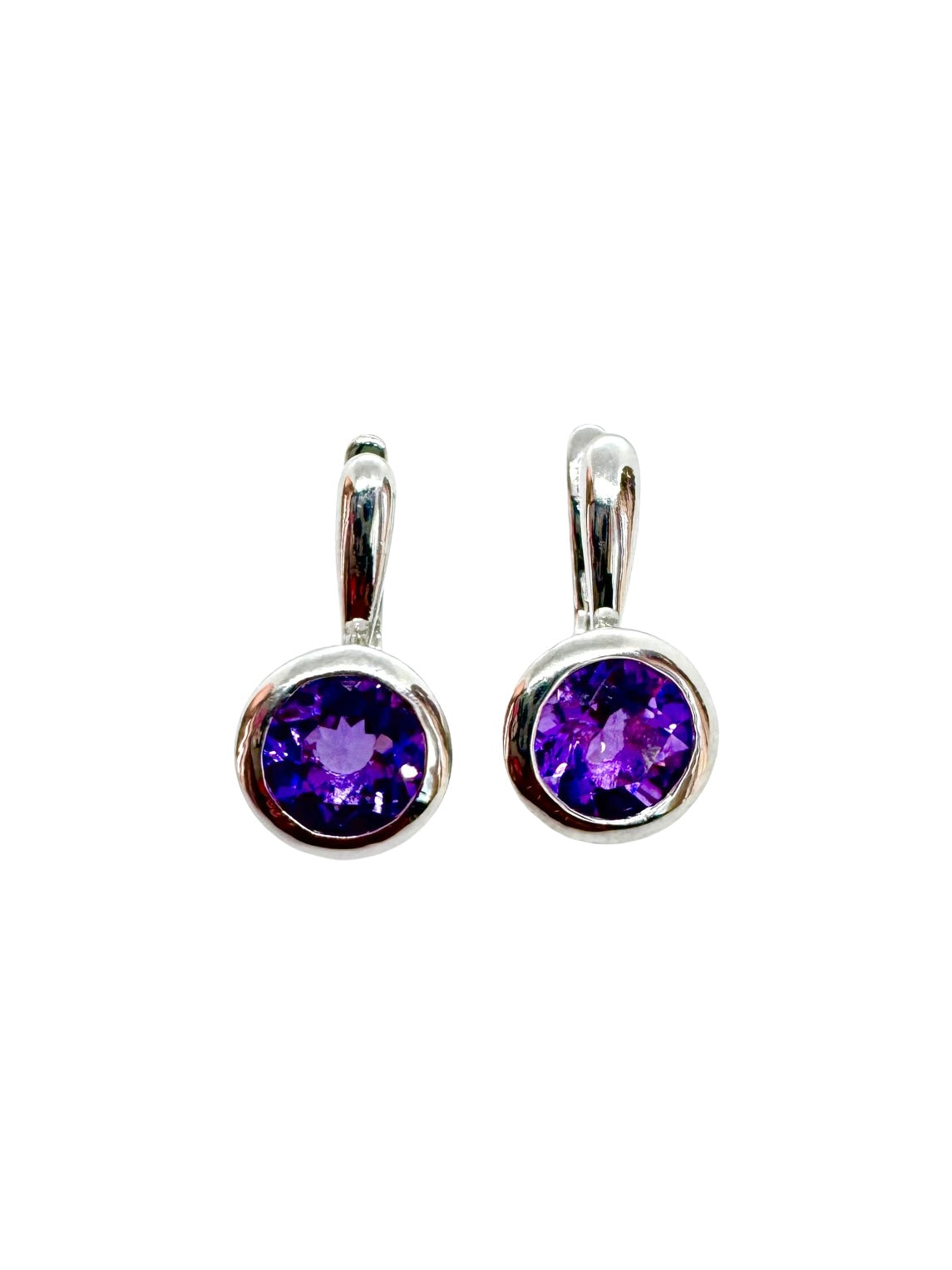 Brincos de Ametista com Lapidação de Diamante – Prata de Lei