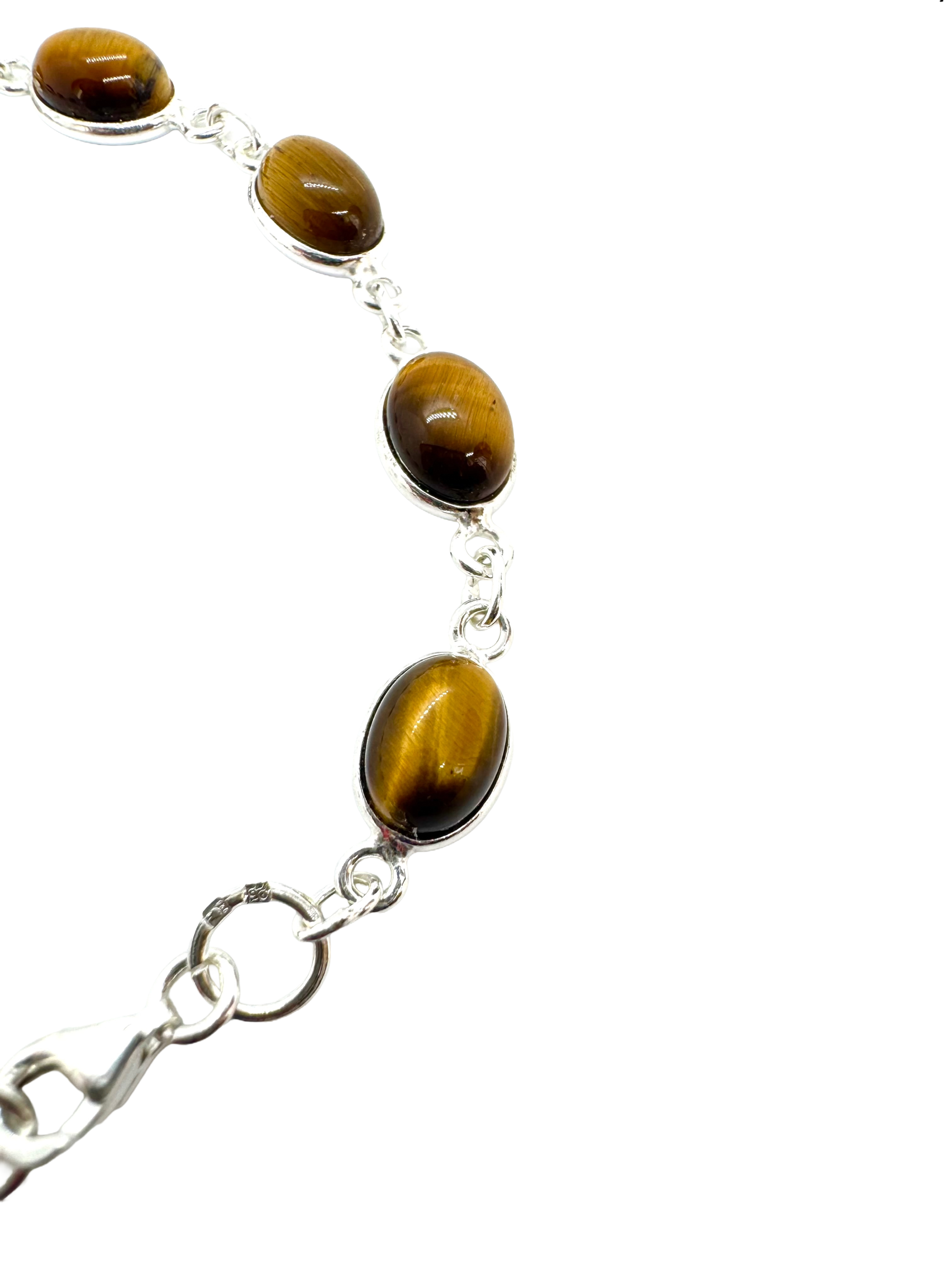 Pulseira em prata de lei e olho de tigre