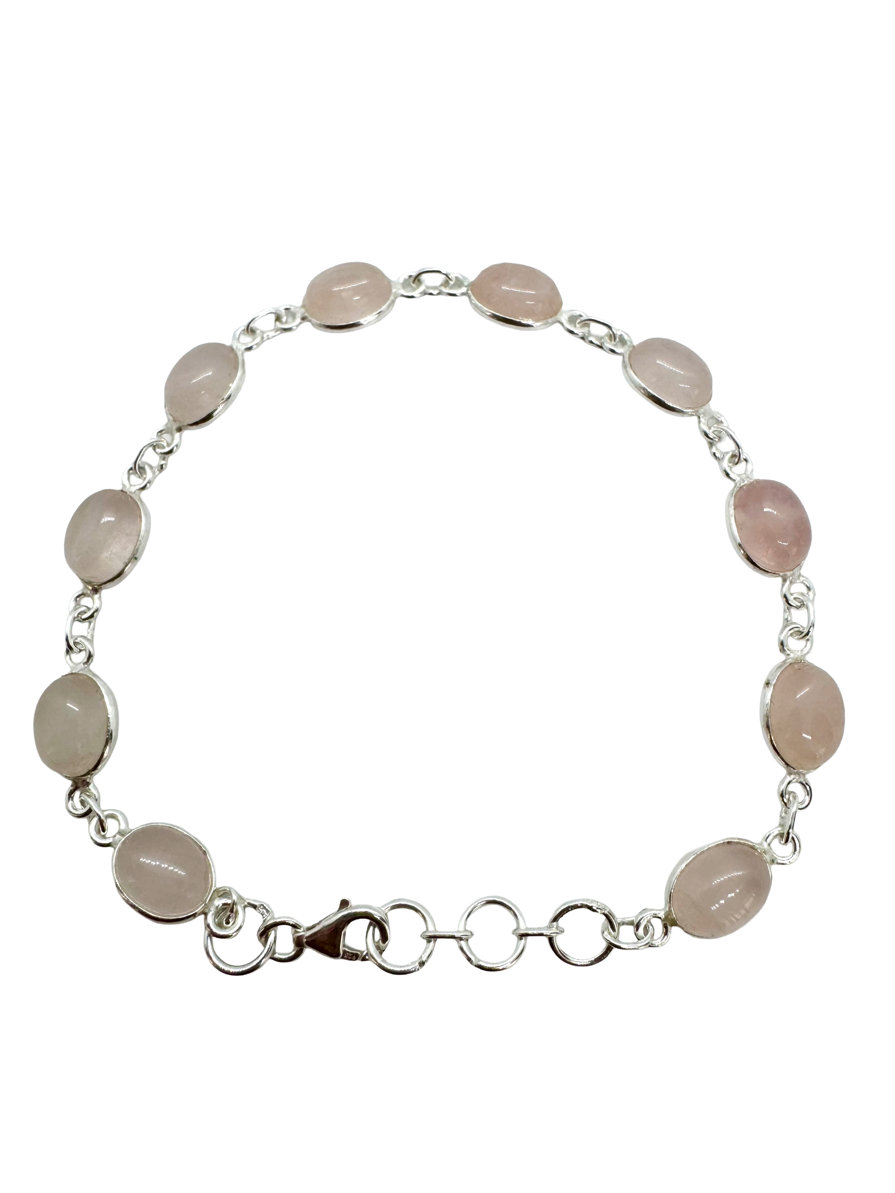 Pulseira de prata de lei e quartzo rosa