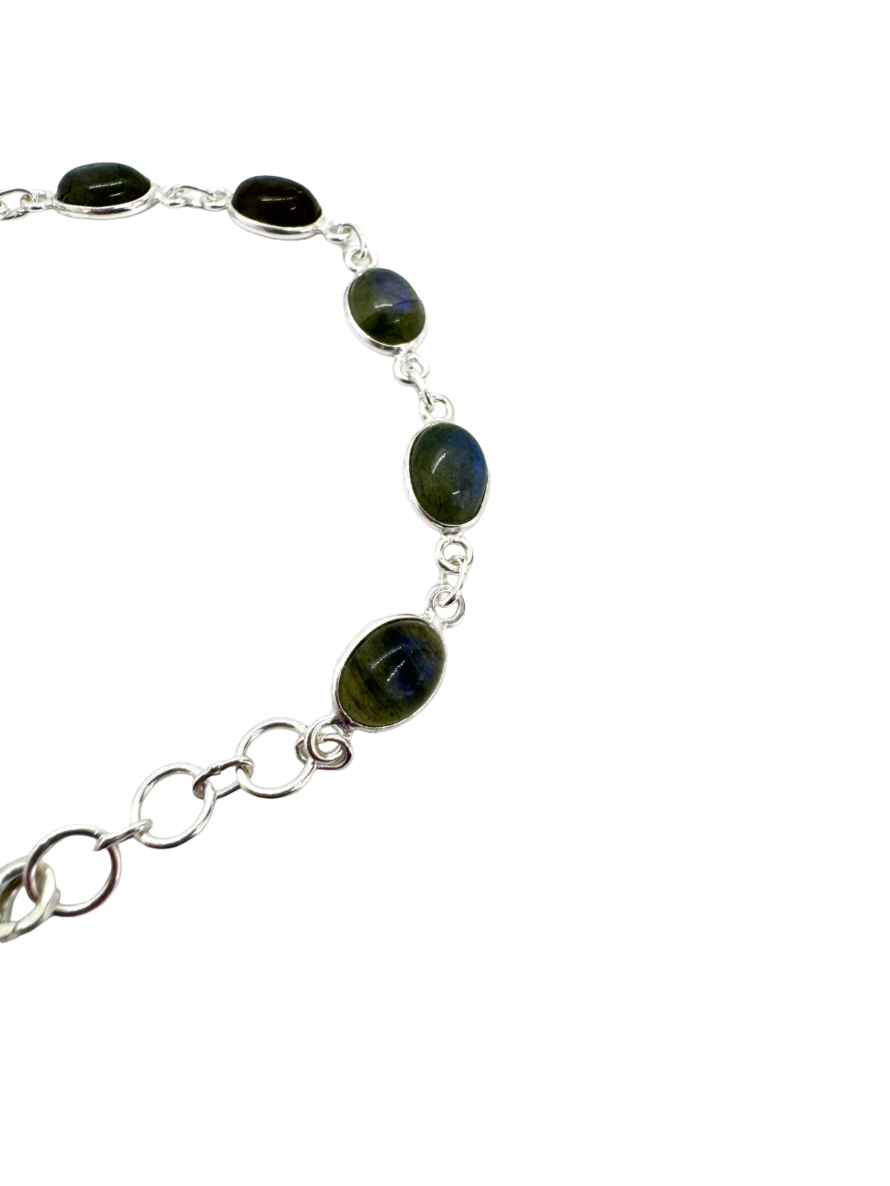 Pulseira de prata de lei e labradorita