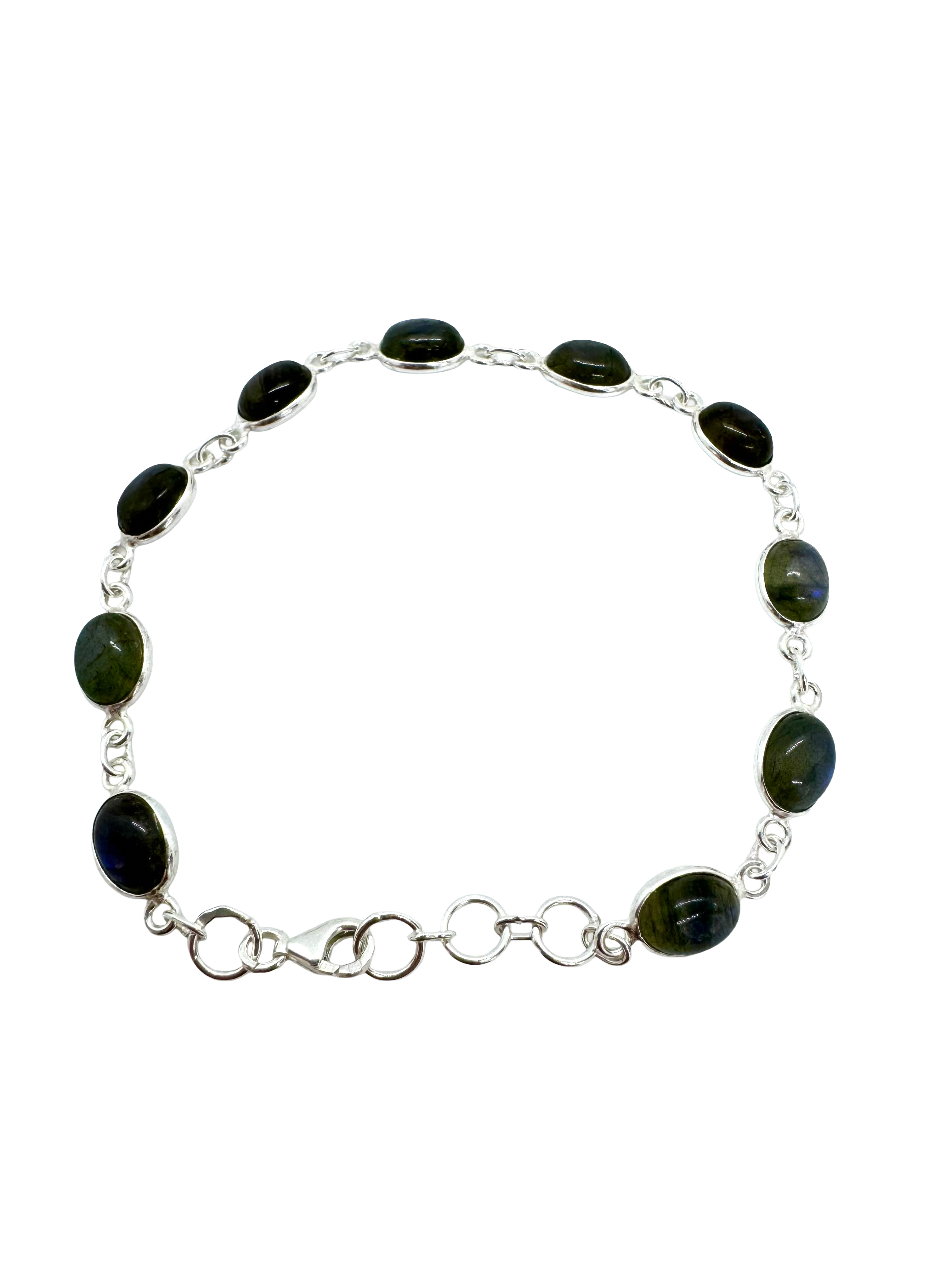 Pulseira de prata de lei e labradorita
