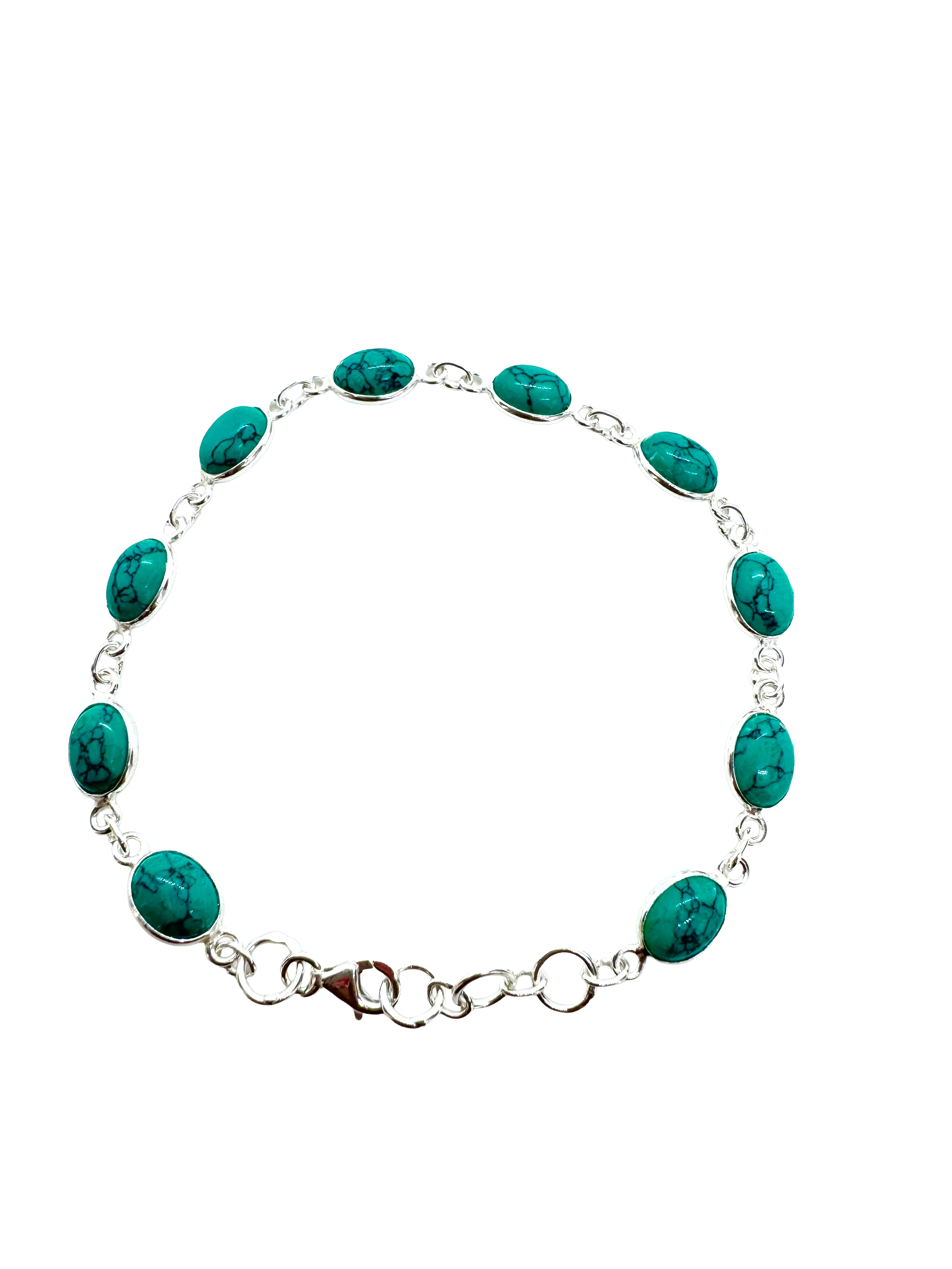 Pulseira de prata de lei e turquesa