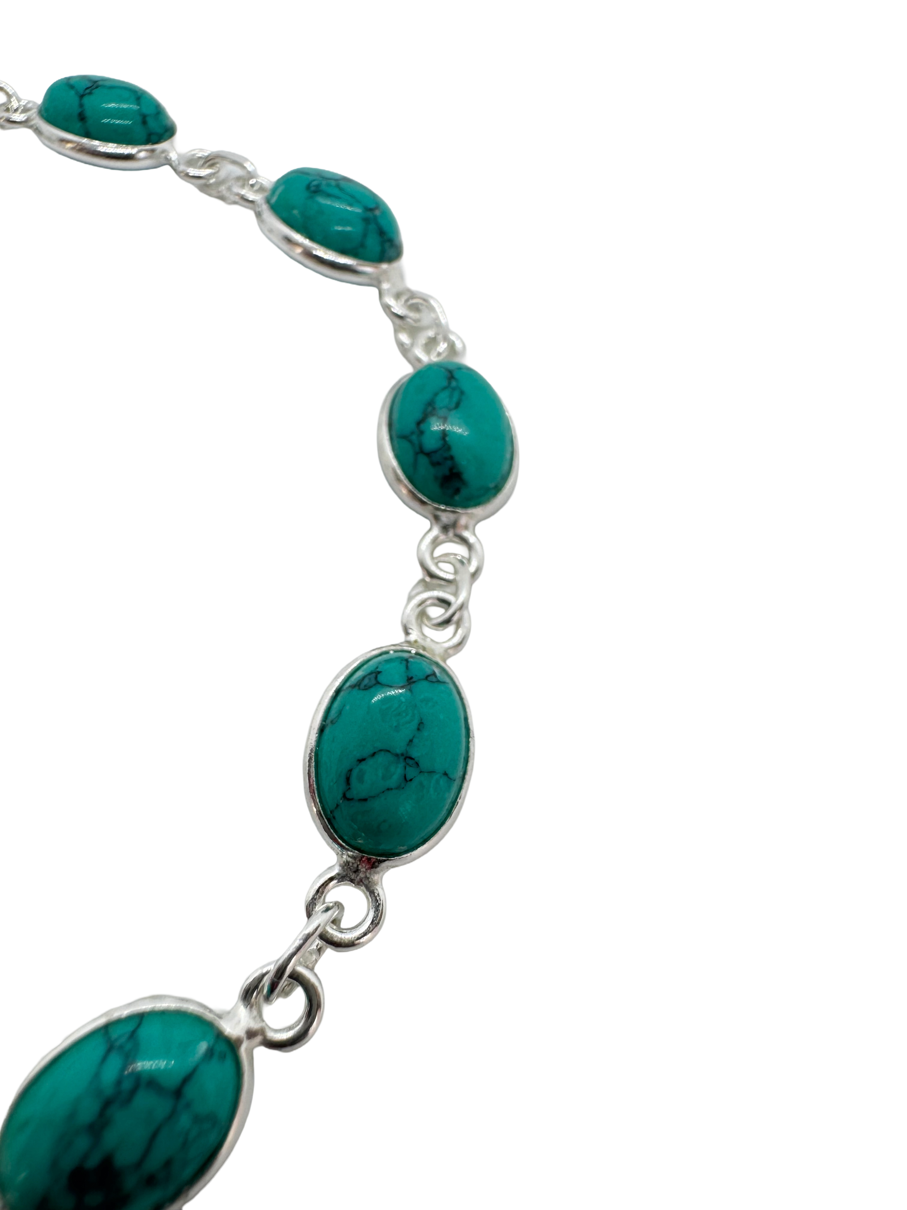 Pulseira de prata de lei e turquesa