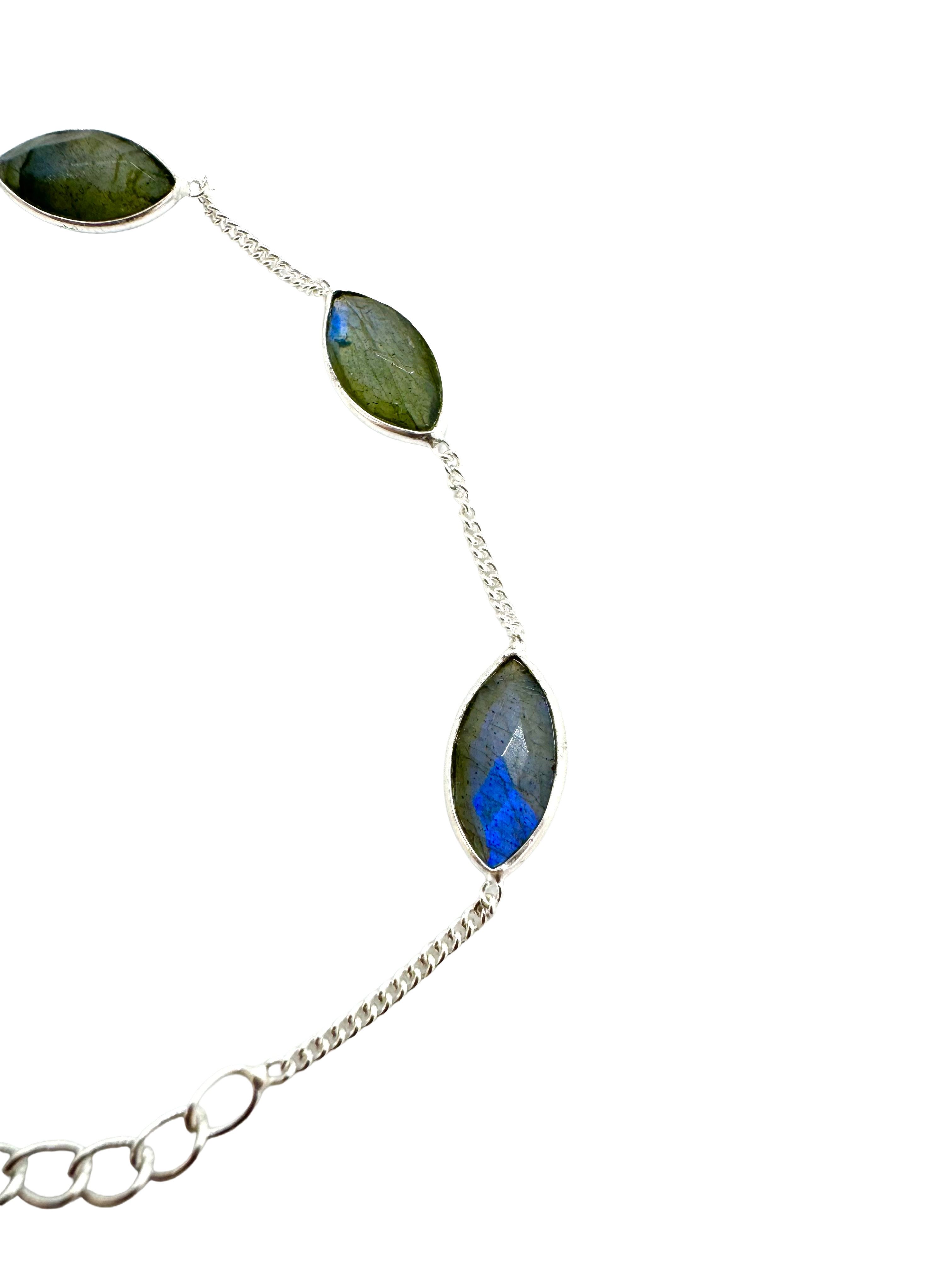Pulseira de prata de lei e labradorita