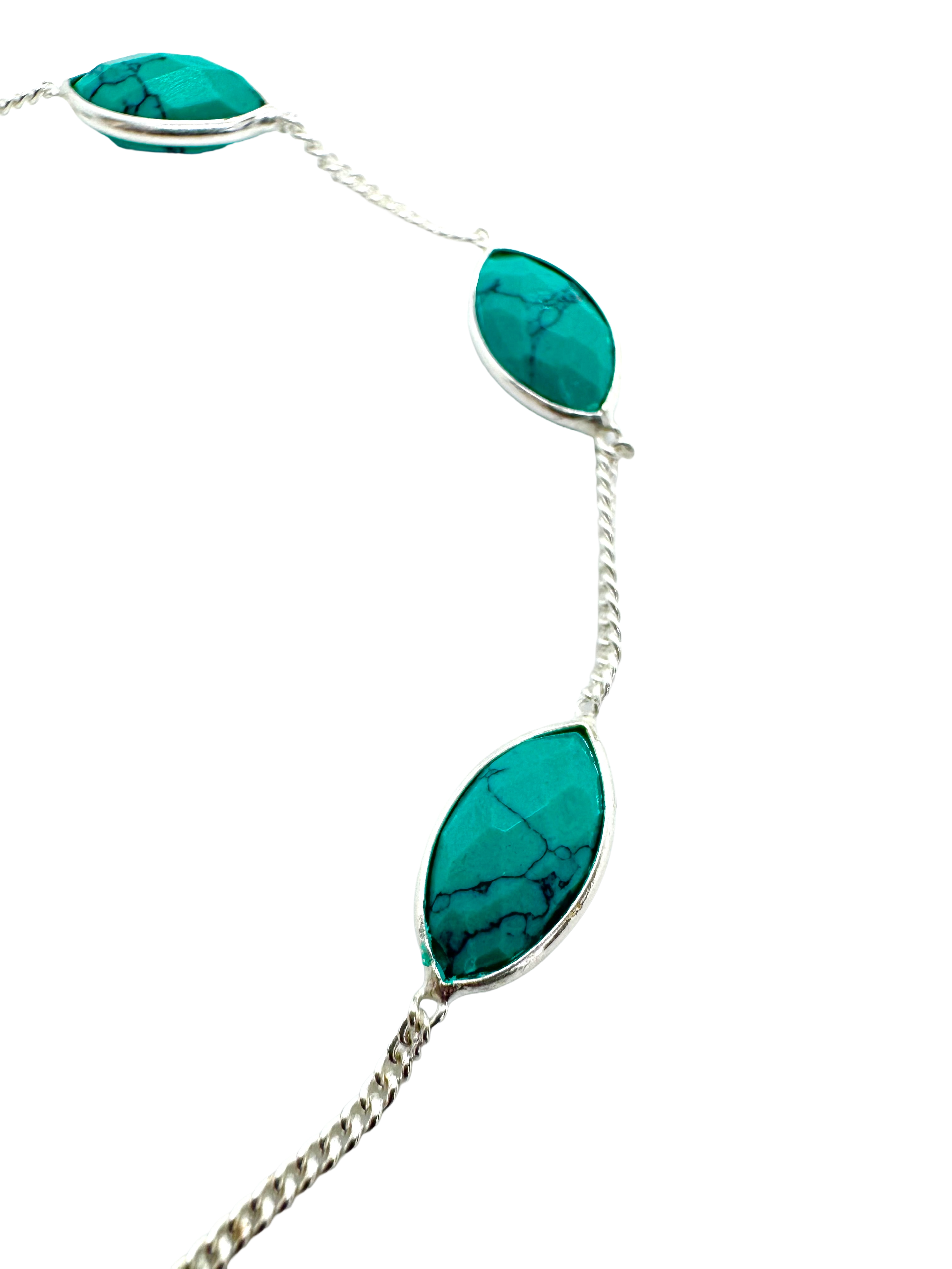 Pulseira de prata de lei e turquesa marquise
