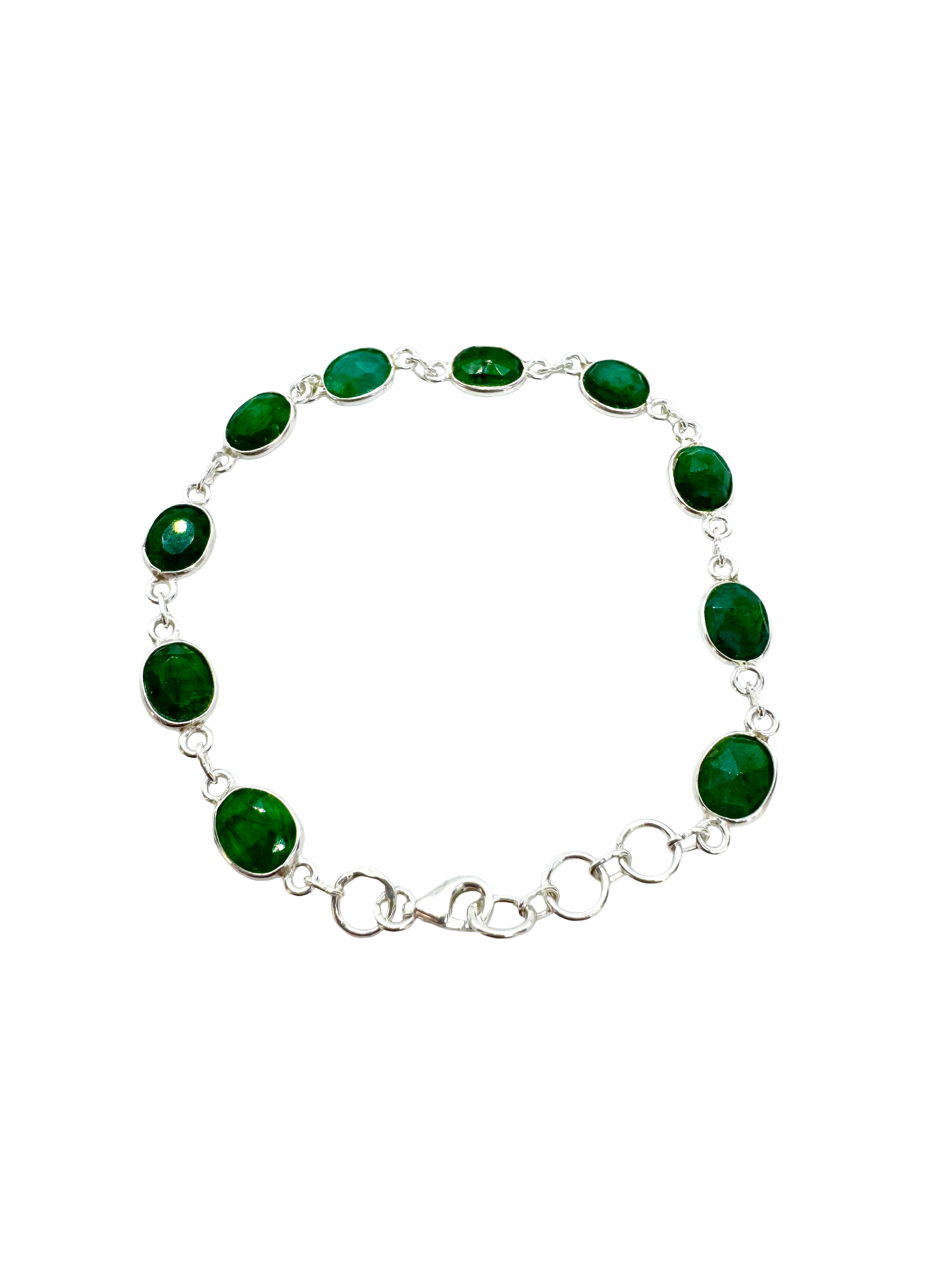 Pulseira de prata de lei e esmeralda
