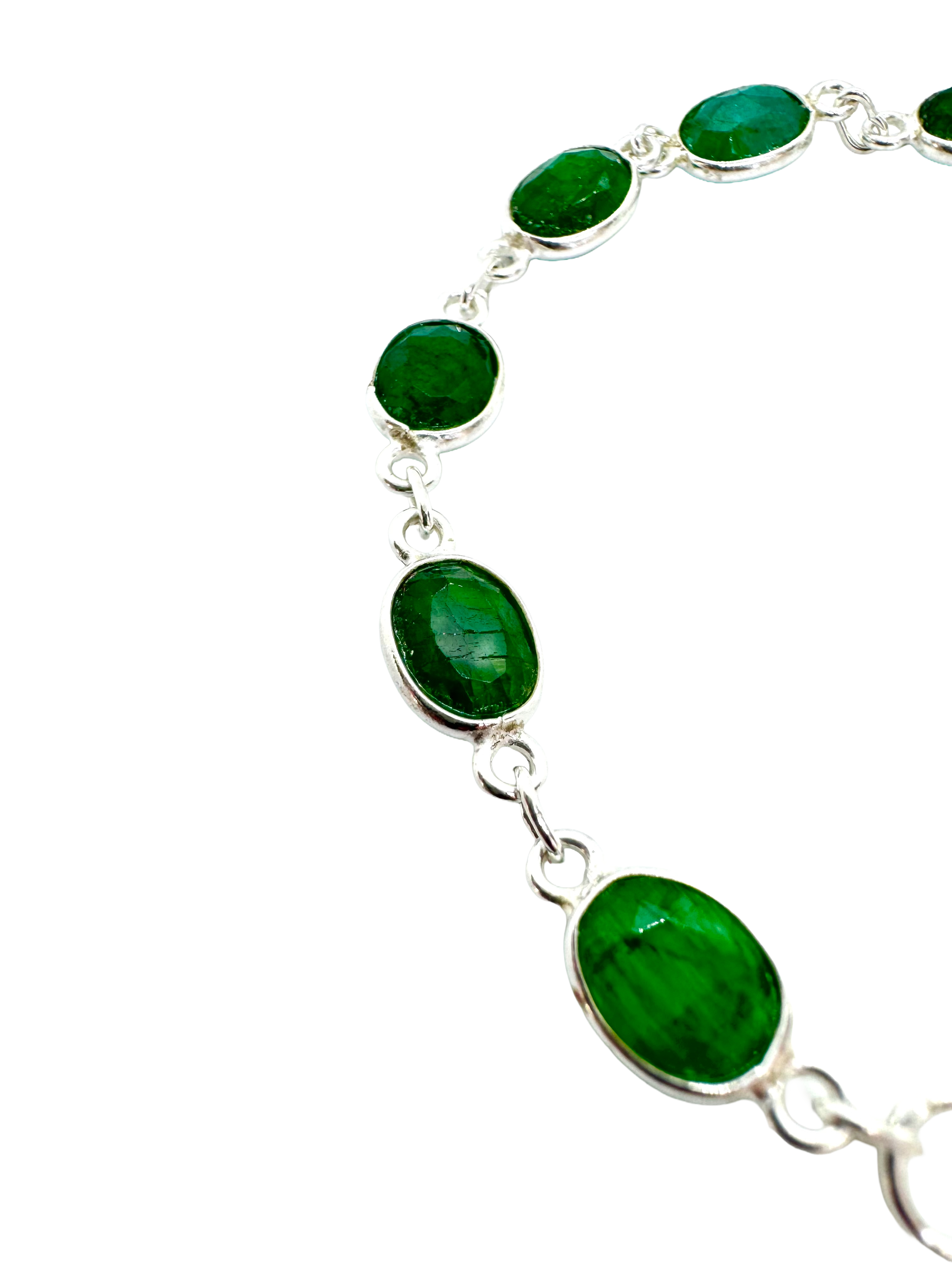 Pulseira de prata de lei e esmeralda