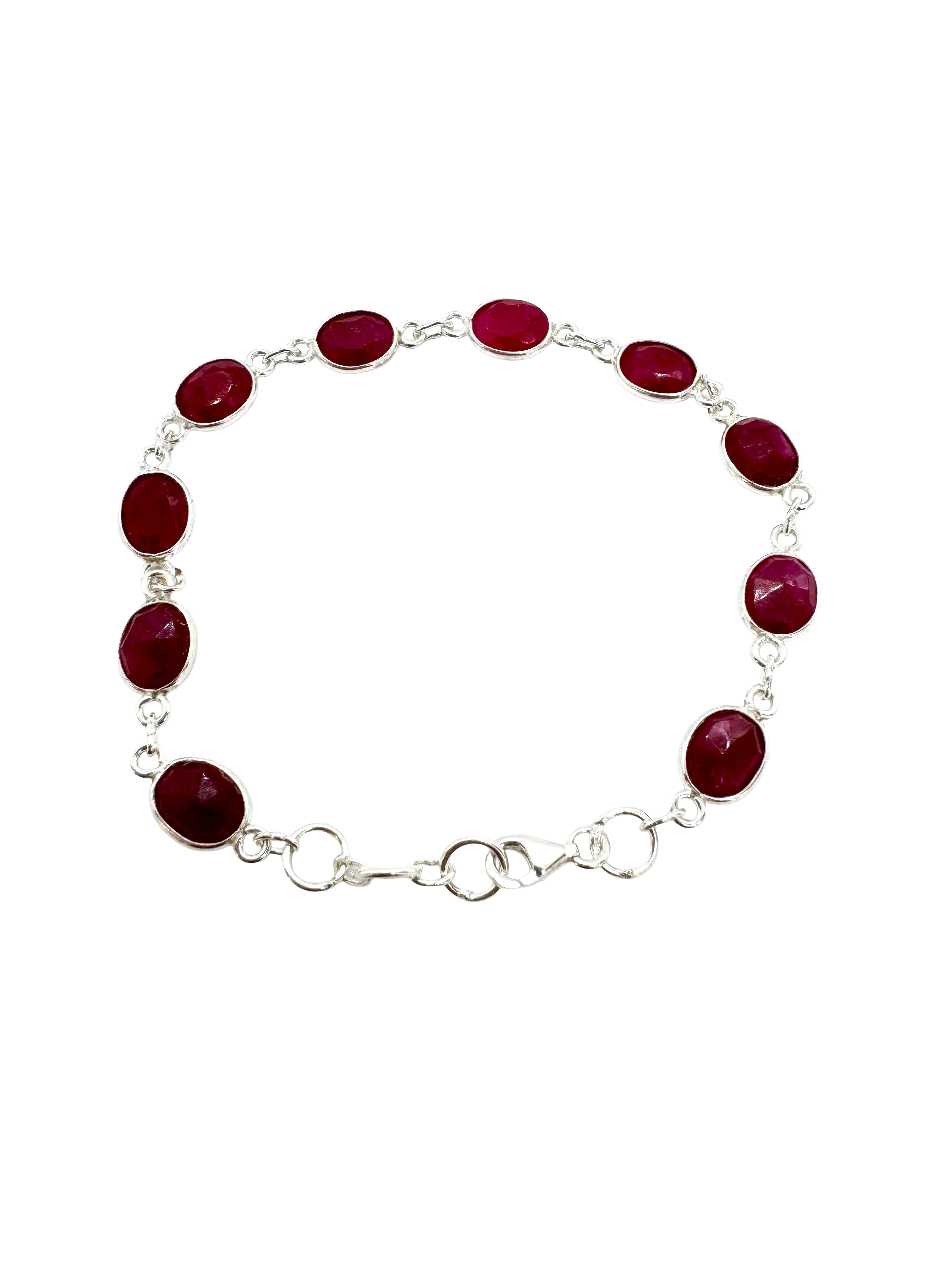 Pulseira de prata de lei e rubi