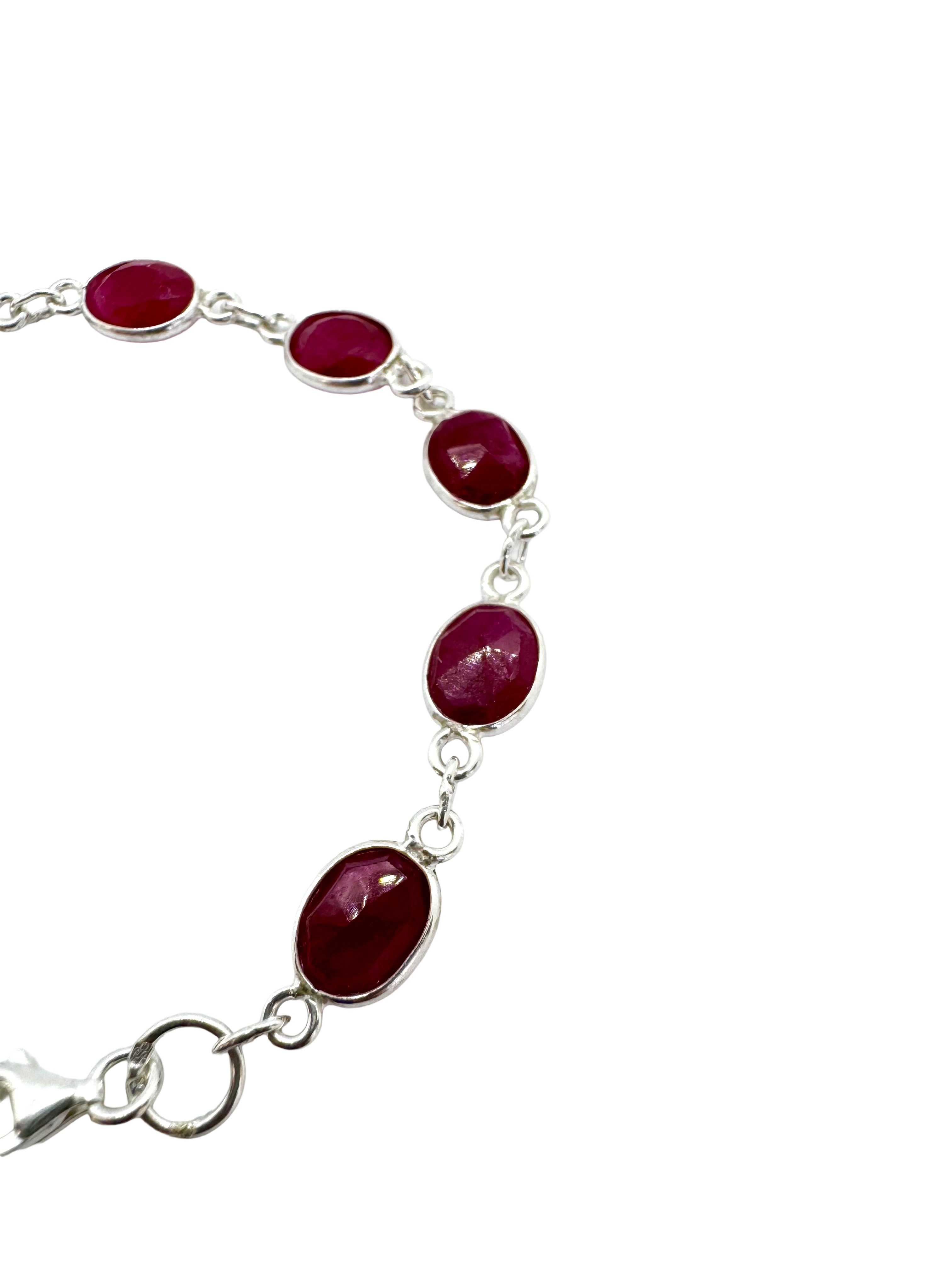 Pulseira de prata de lei e rubi