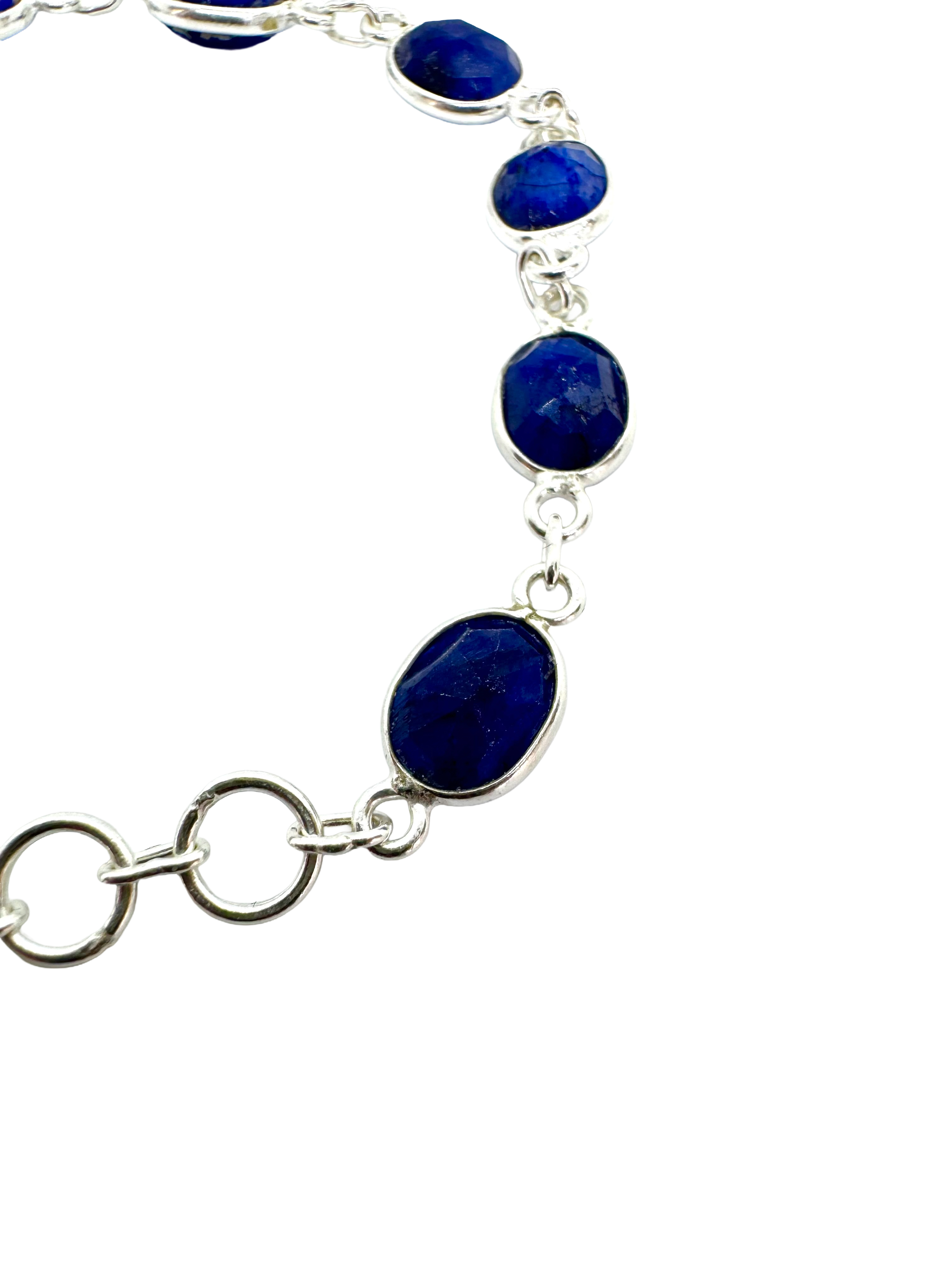 Pulseira de prata de lei e safira azul