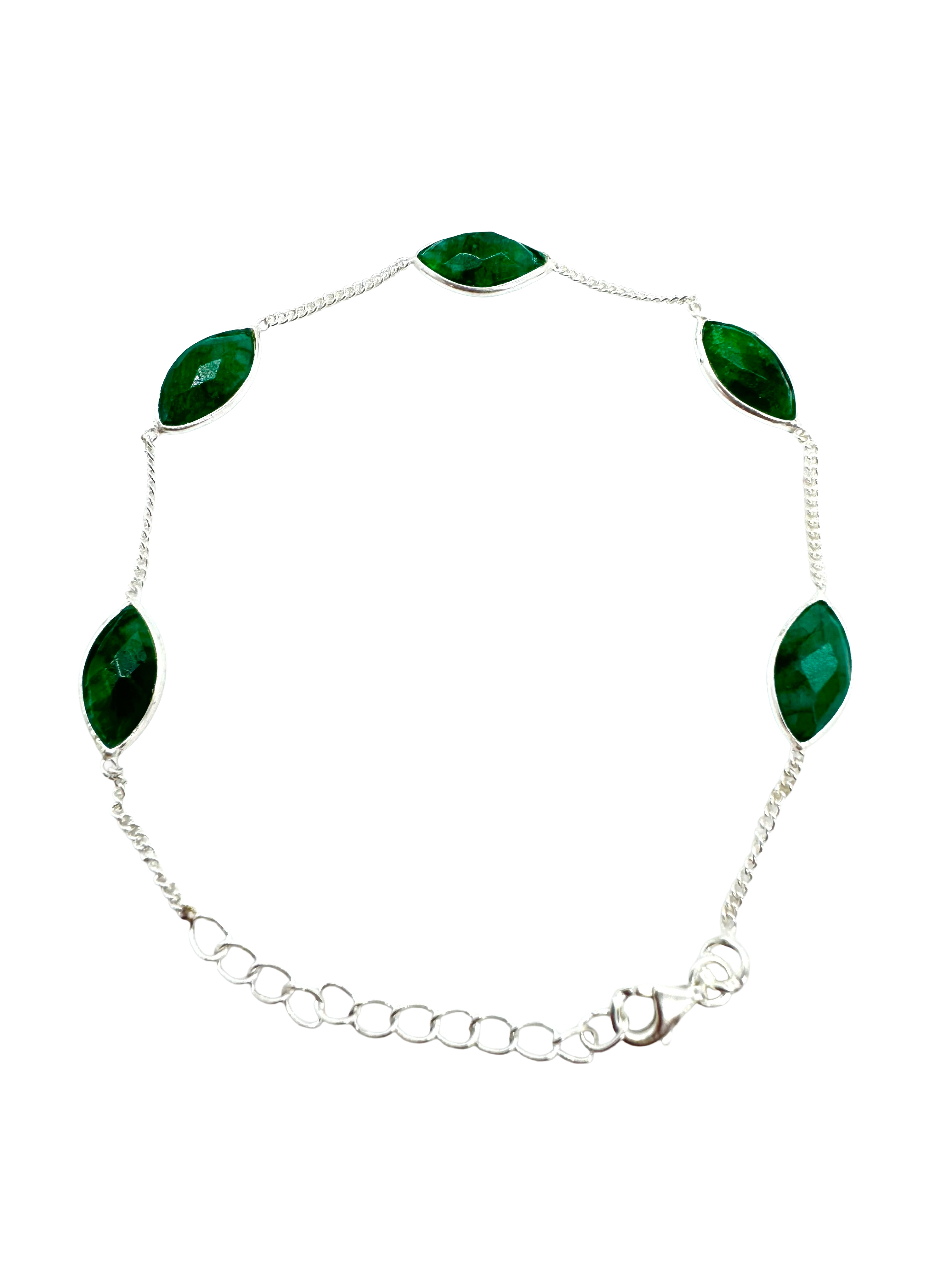 Pulseira de prata de lei e esmeralda