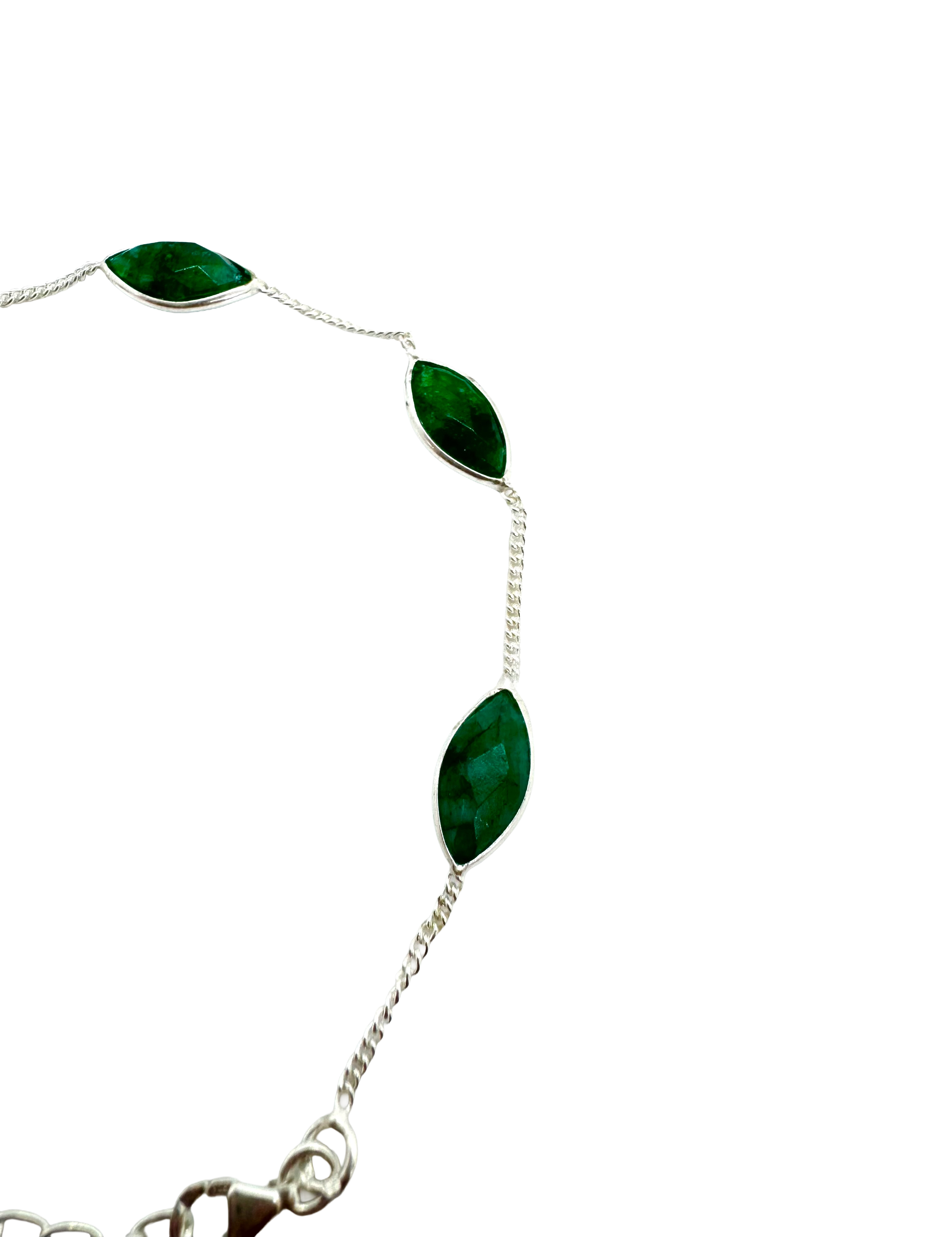 Pulseira de prata de lei e esmeralda