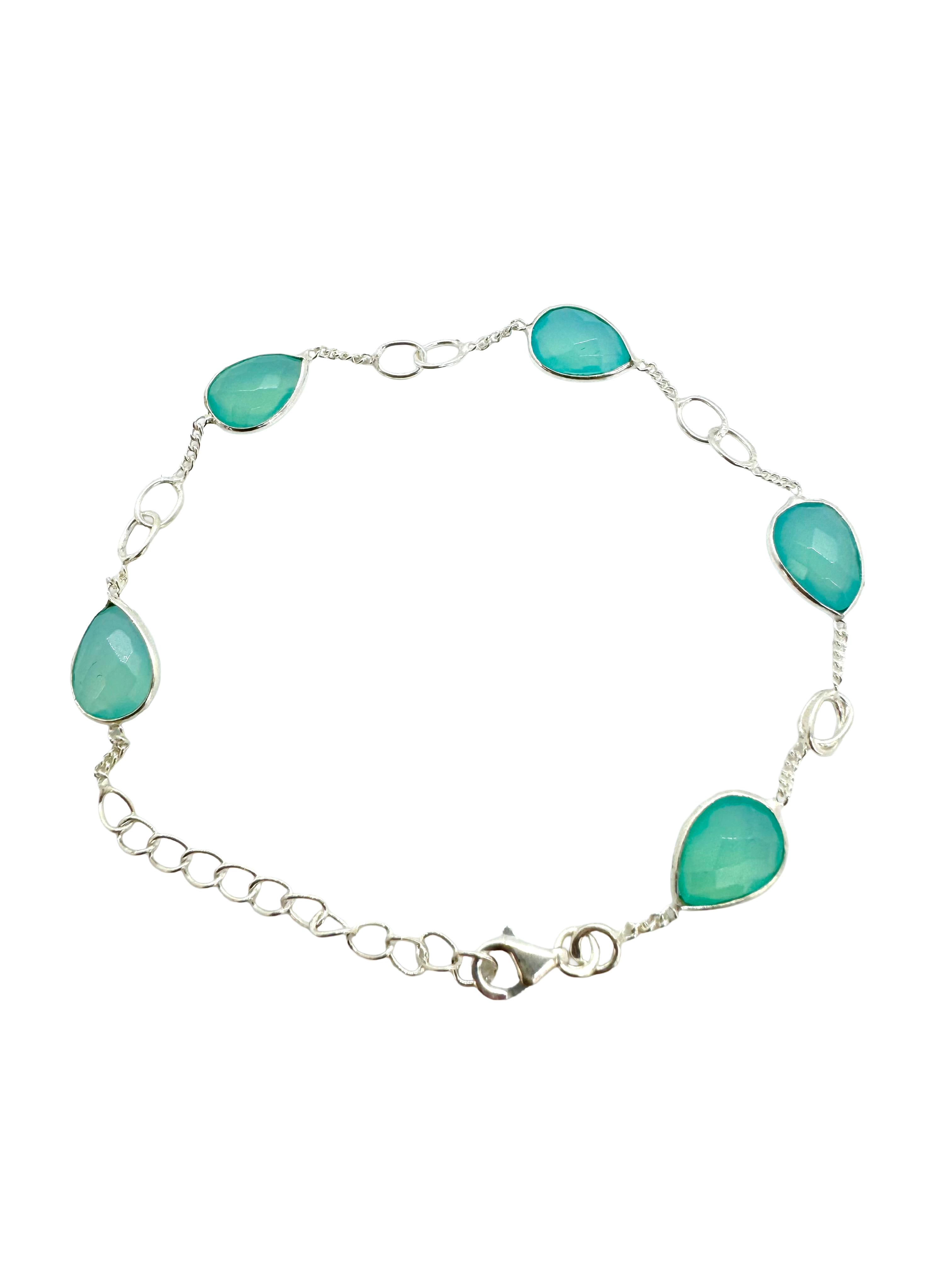Pulseira de calcedónia em forma de lágrima | Prata 925