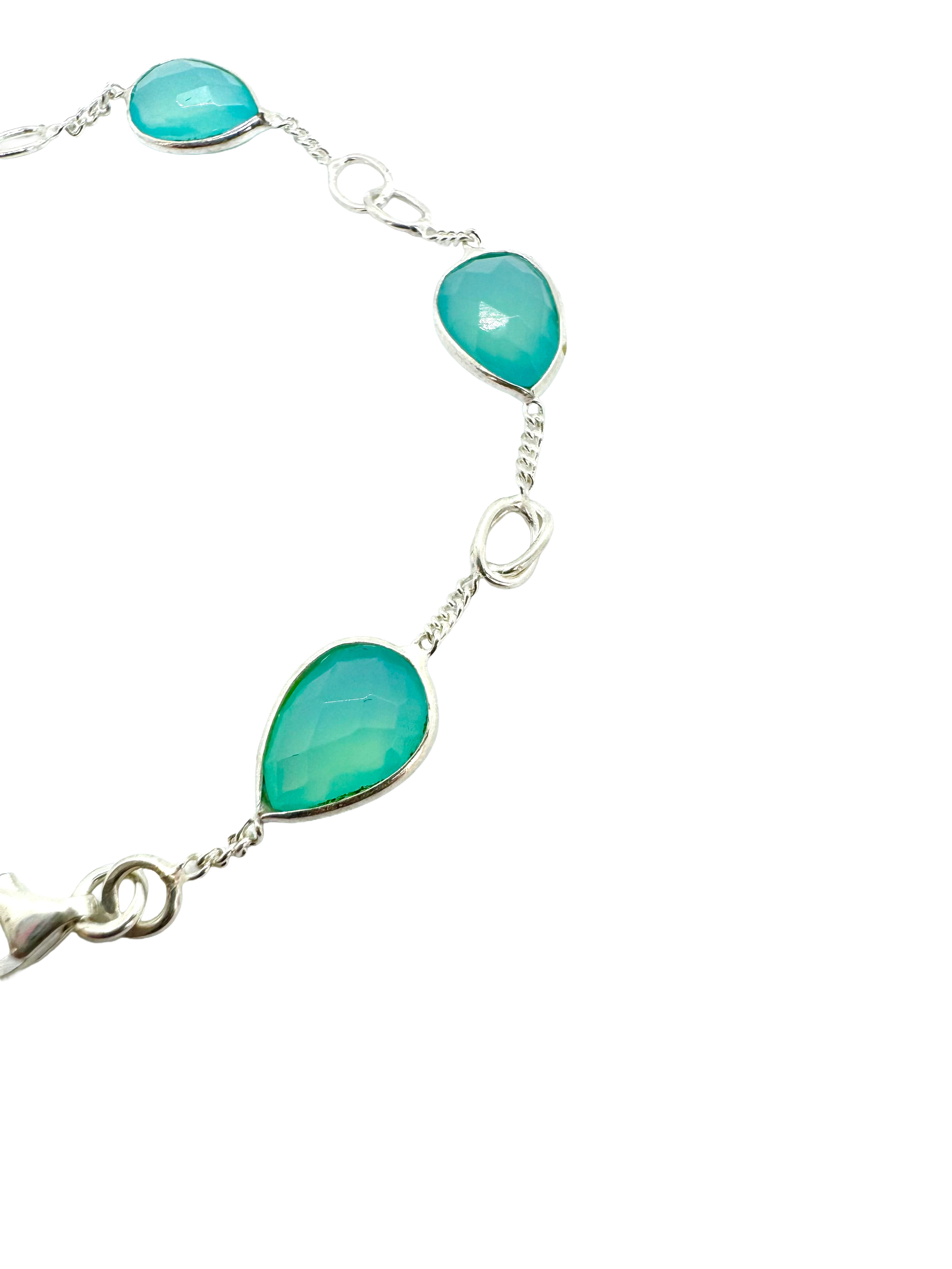 Pulseira de calcedónia em forma de lágrima | Prata 925