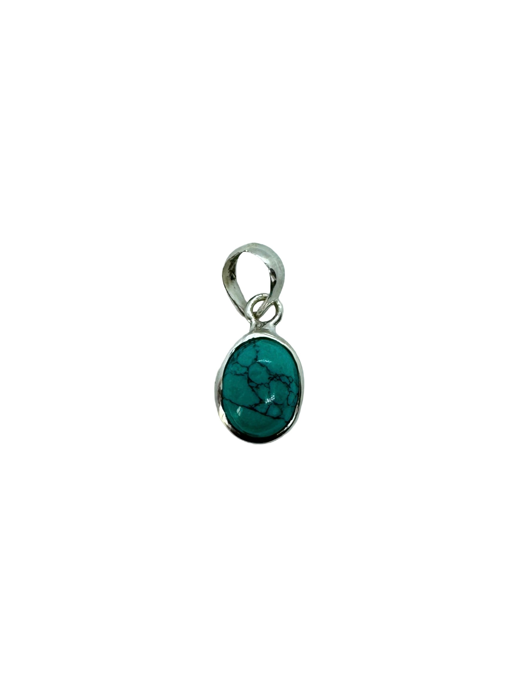 Pendente Oval Turquesa com Prata