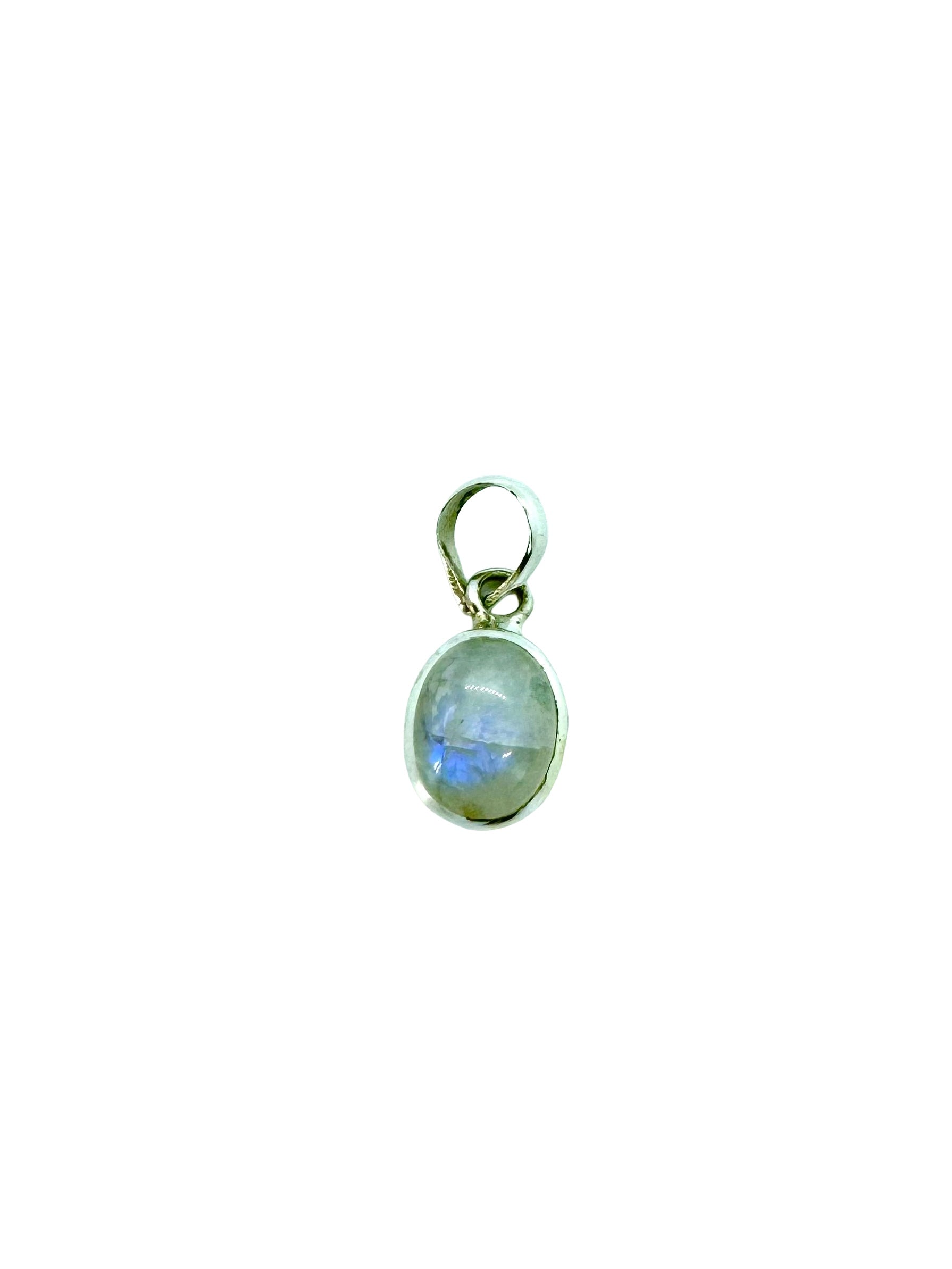 Pendente oval de pedra lunar com prata