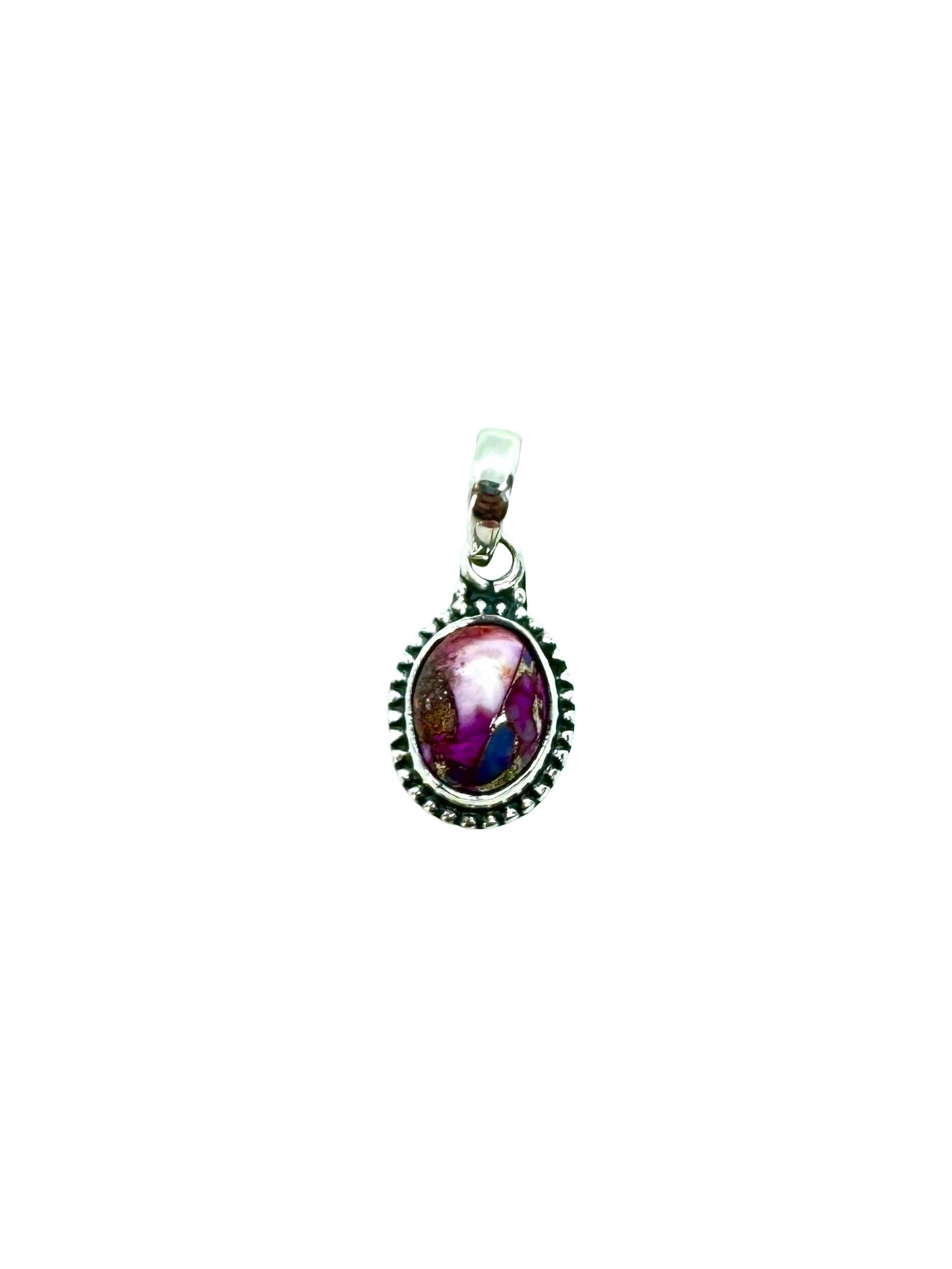 Oval Mixstones Pendant With Silver