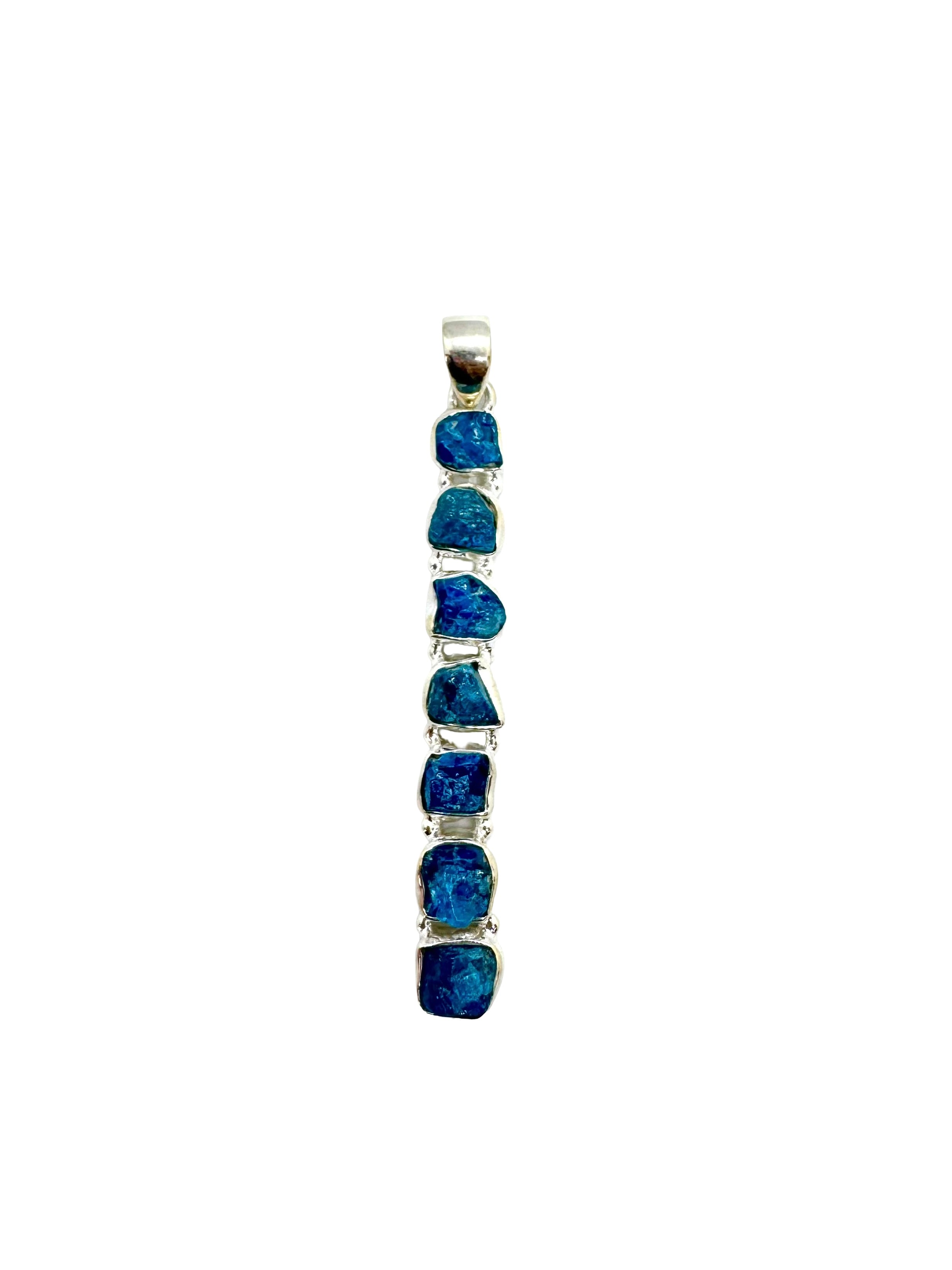 Sterling silver pendant with 7 raw Apatites