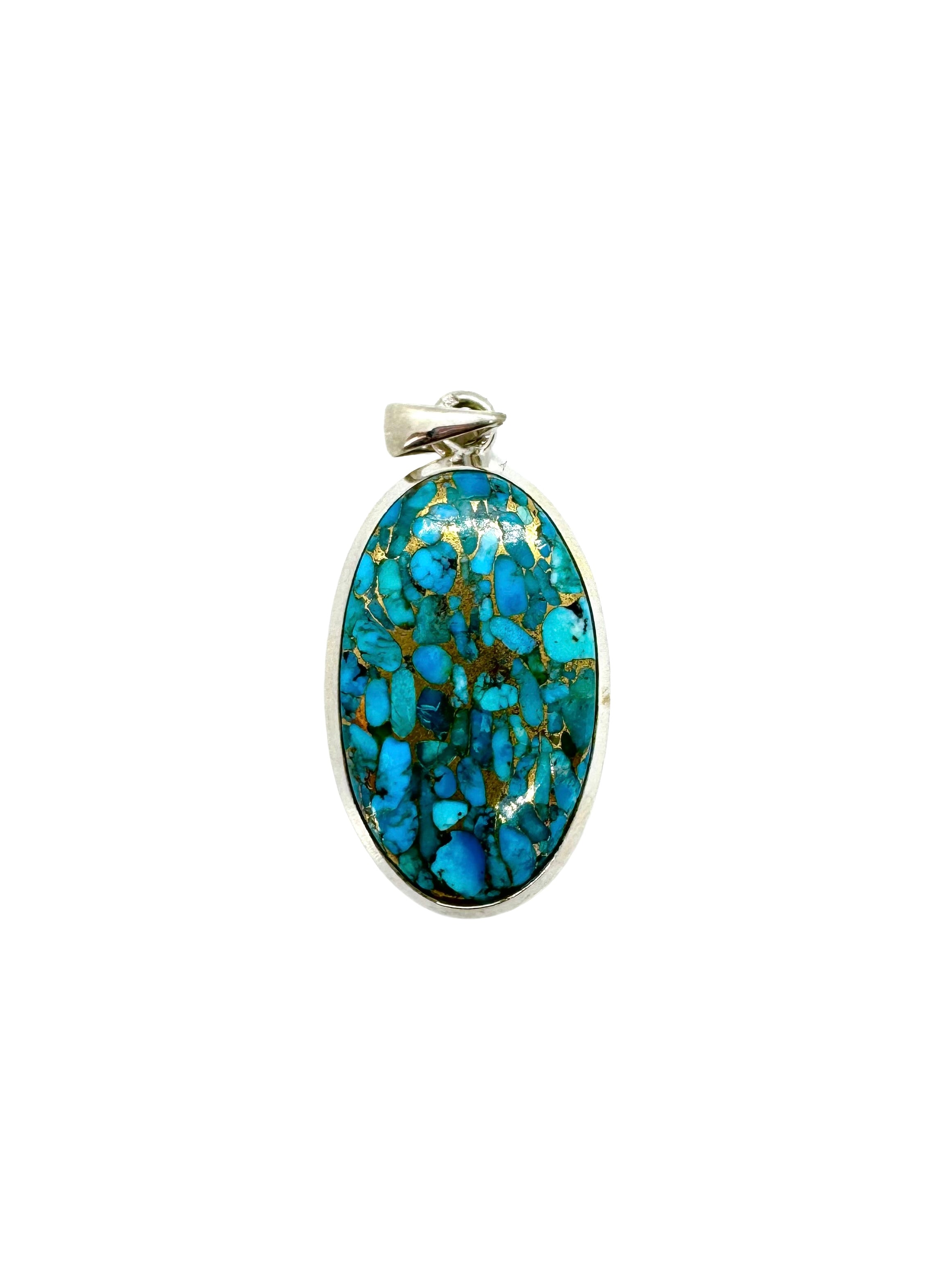 Pendente oval turquesa com prata