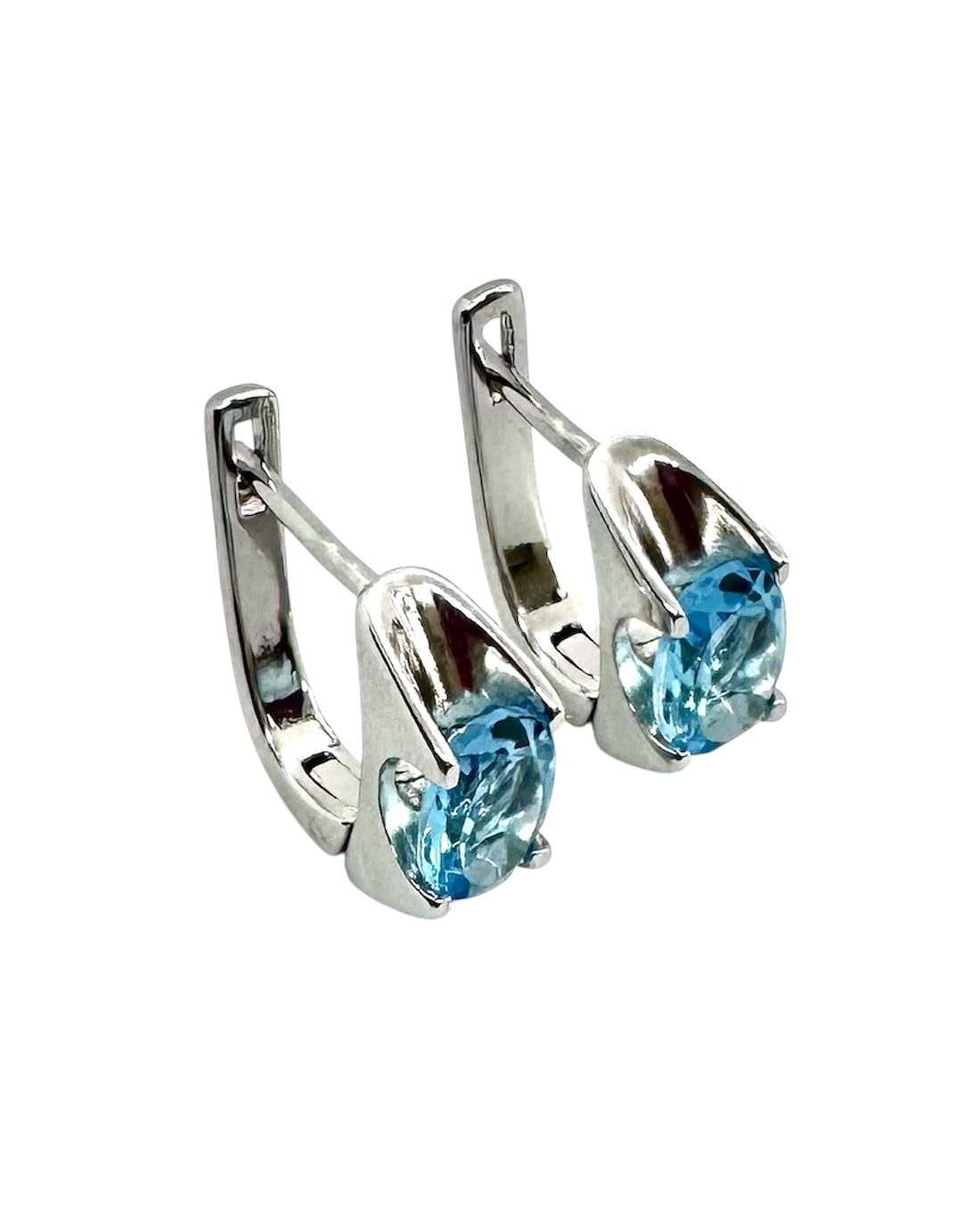 Brincos Tofo – Prata de Lei 925 com Topázio Azul