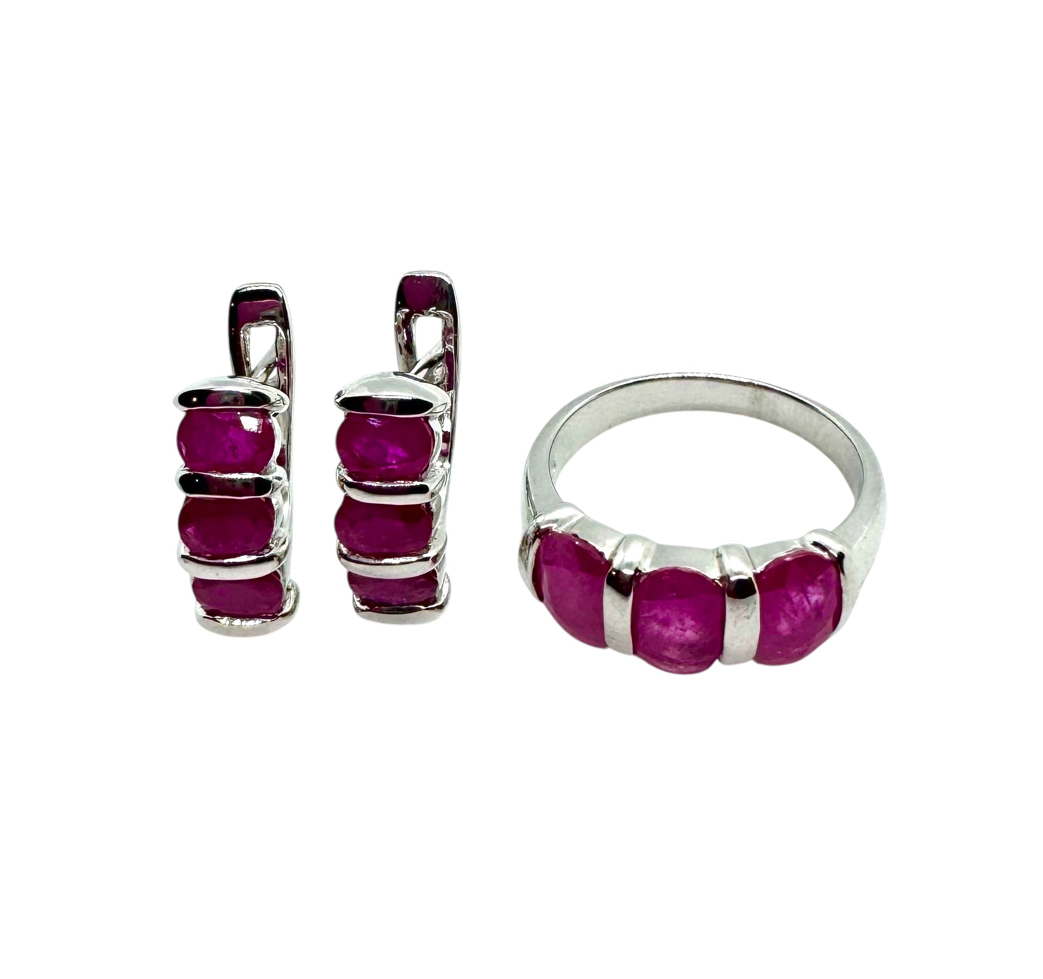Triple Ruby Set | Sterling Silver & Faceted Rubies
