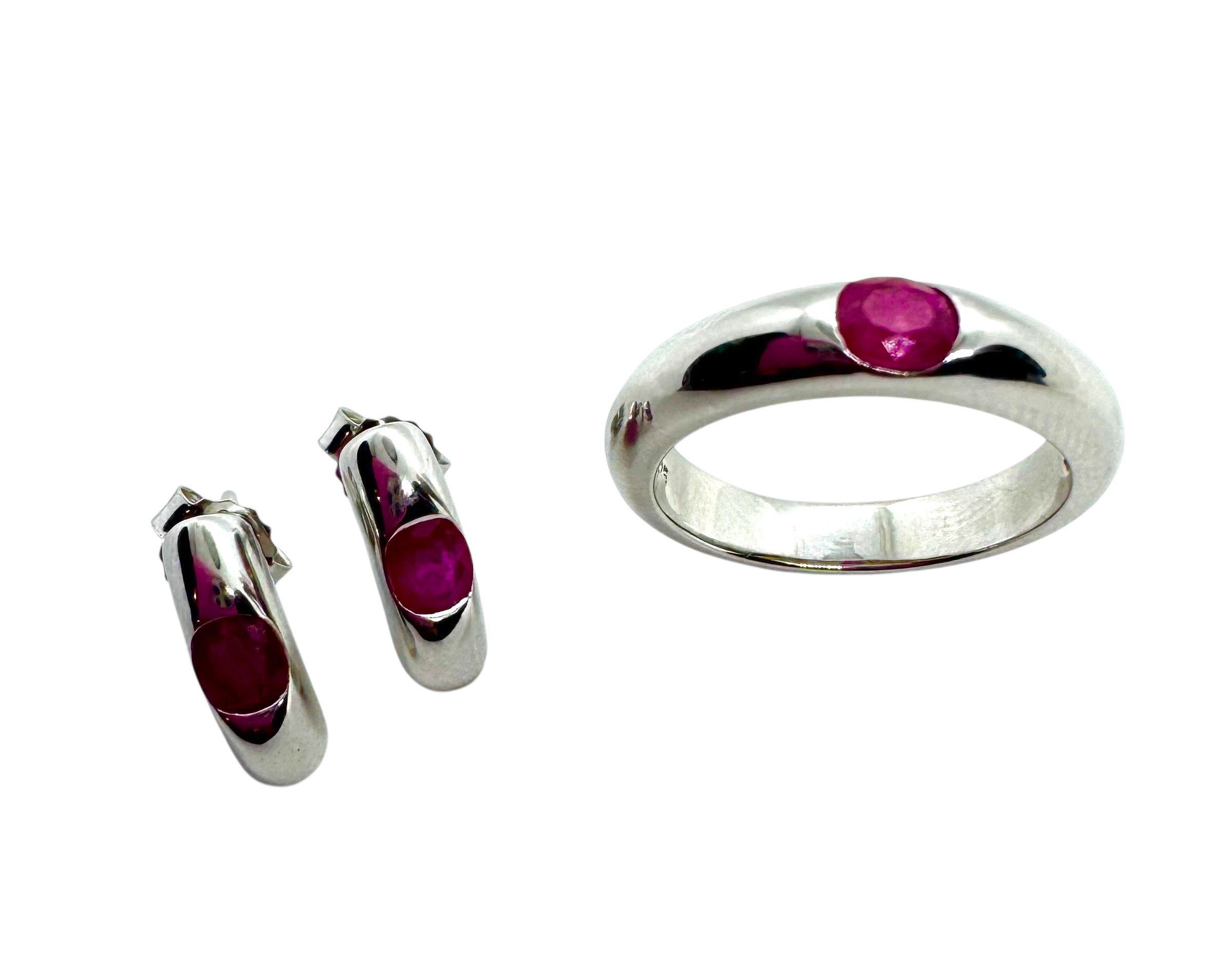 Conjunto Ruby Elegance | Prata de Lei e Rubis Facetados