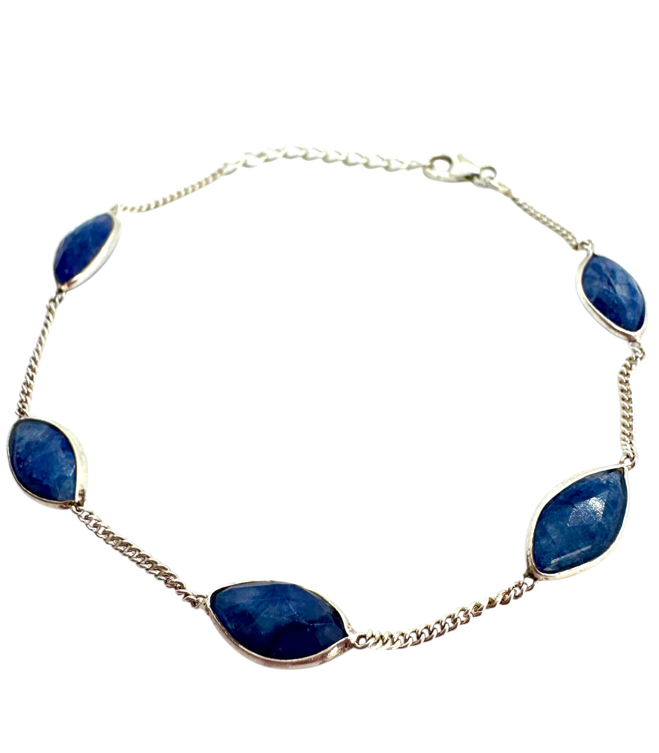 Pulseira com Cabochão Marquise e Safiras Azuis
