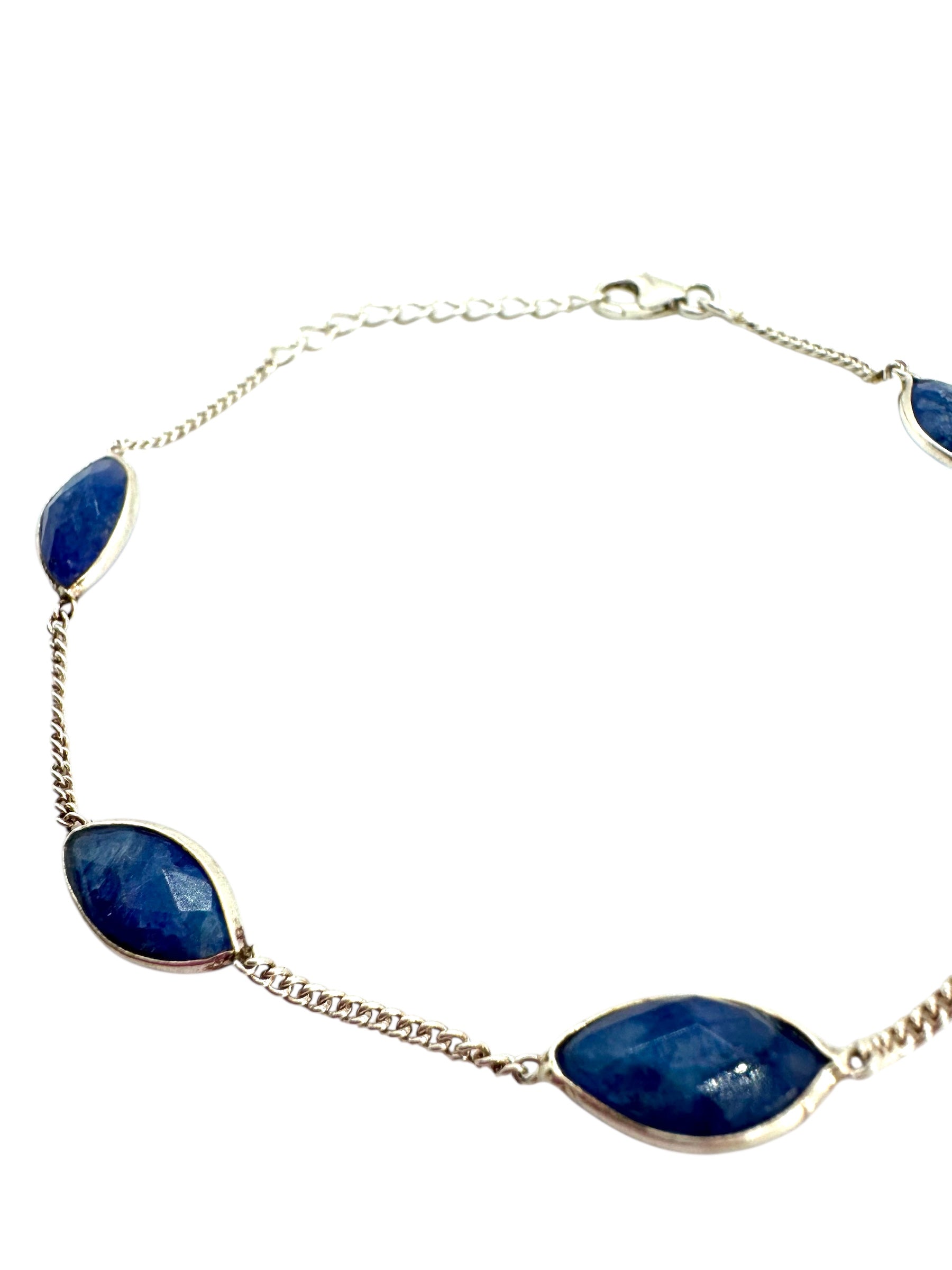 Pulseira com Cabochão Marquise e Safiras Azuis