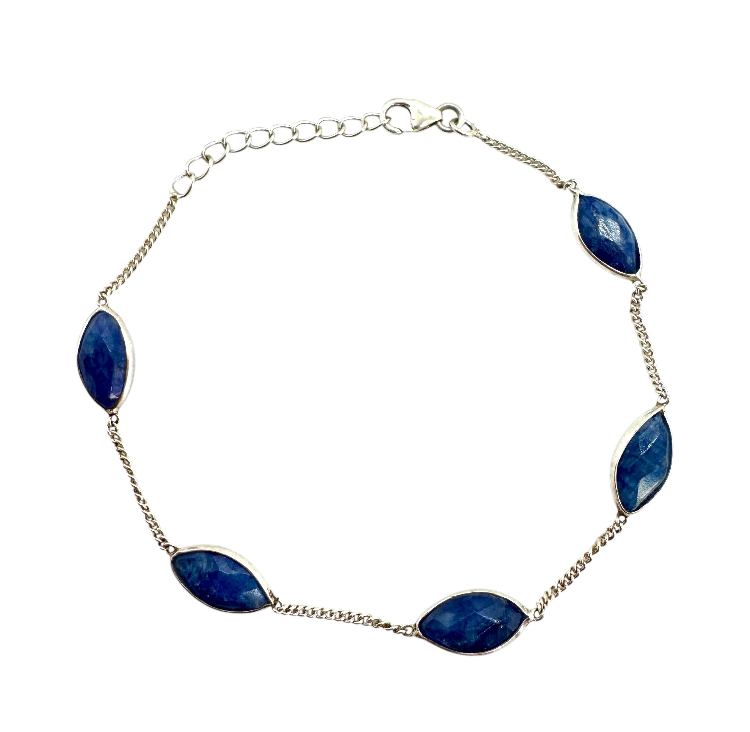 Pulseira com Cabochão Marquise e Safiras Azuis