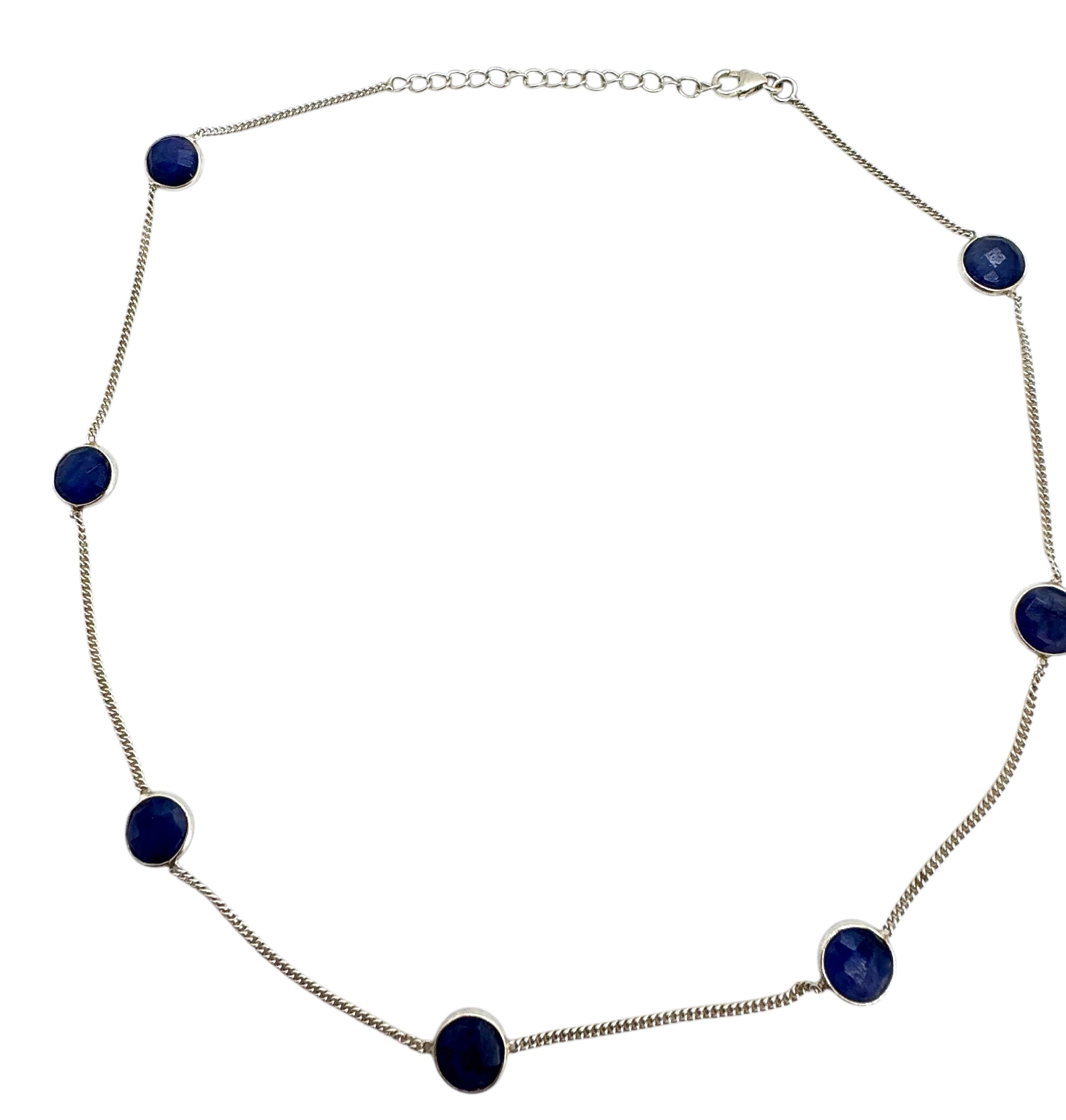 Colar com Cabochão Redondo Safiras Azuis
