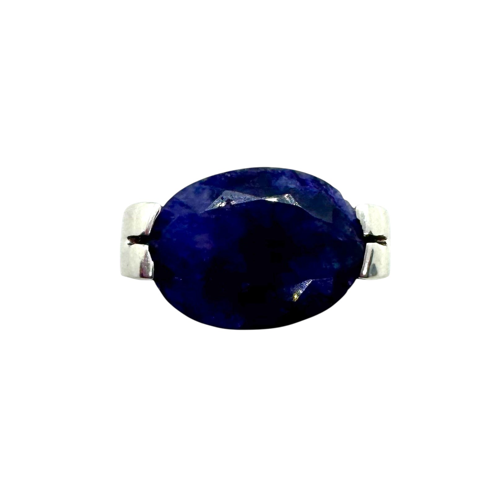 Anel em Prata com Grande Cabochão de Safira Azul