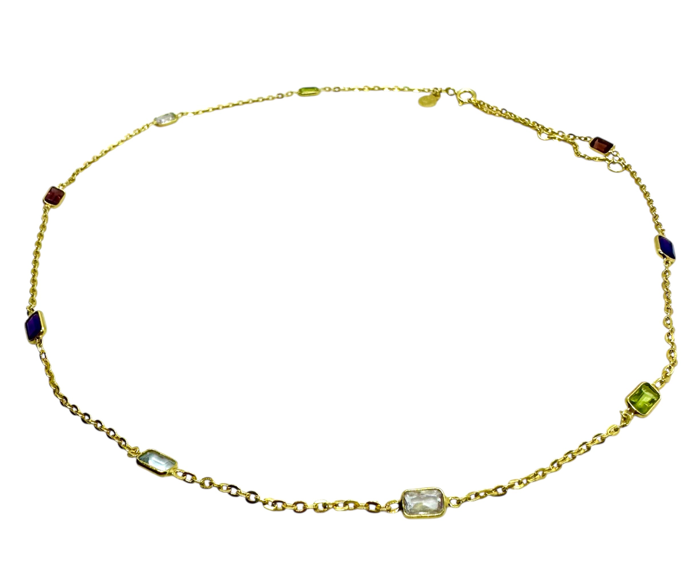 925 Sterling Silver Multi-Gemstone Necklace